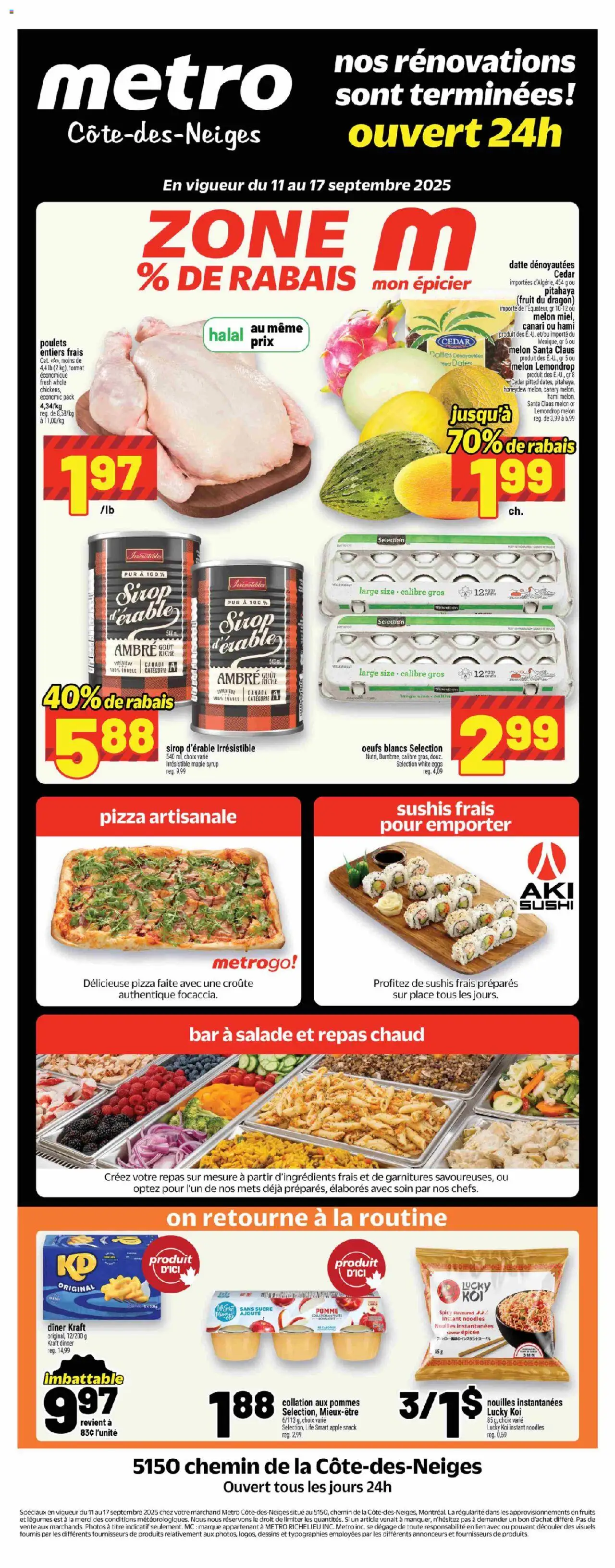 Metro flyer valid from 11.09.2025 | Page: 1 | Products: Noodles, Eggs, Pizza