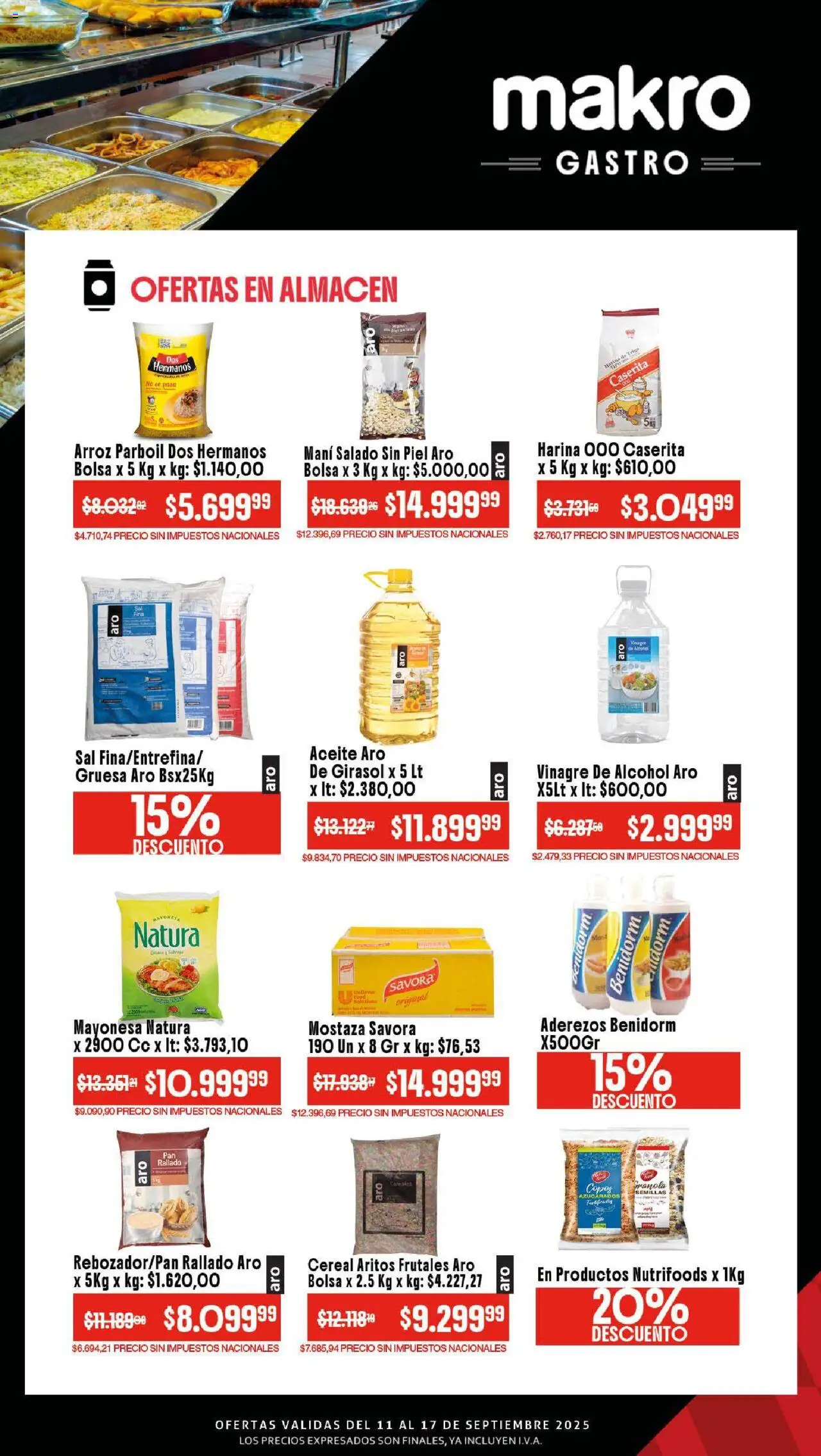 Makro - Ofertas Gastronómicas │ válido desde el 11.09.2025 | Página: 3 | Productos: Harina, Aceite, Vinagre, Mani