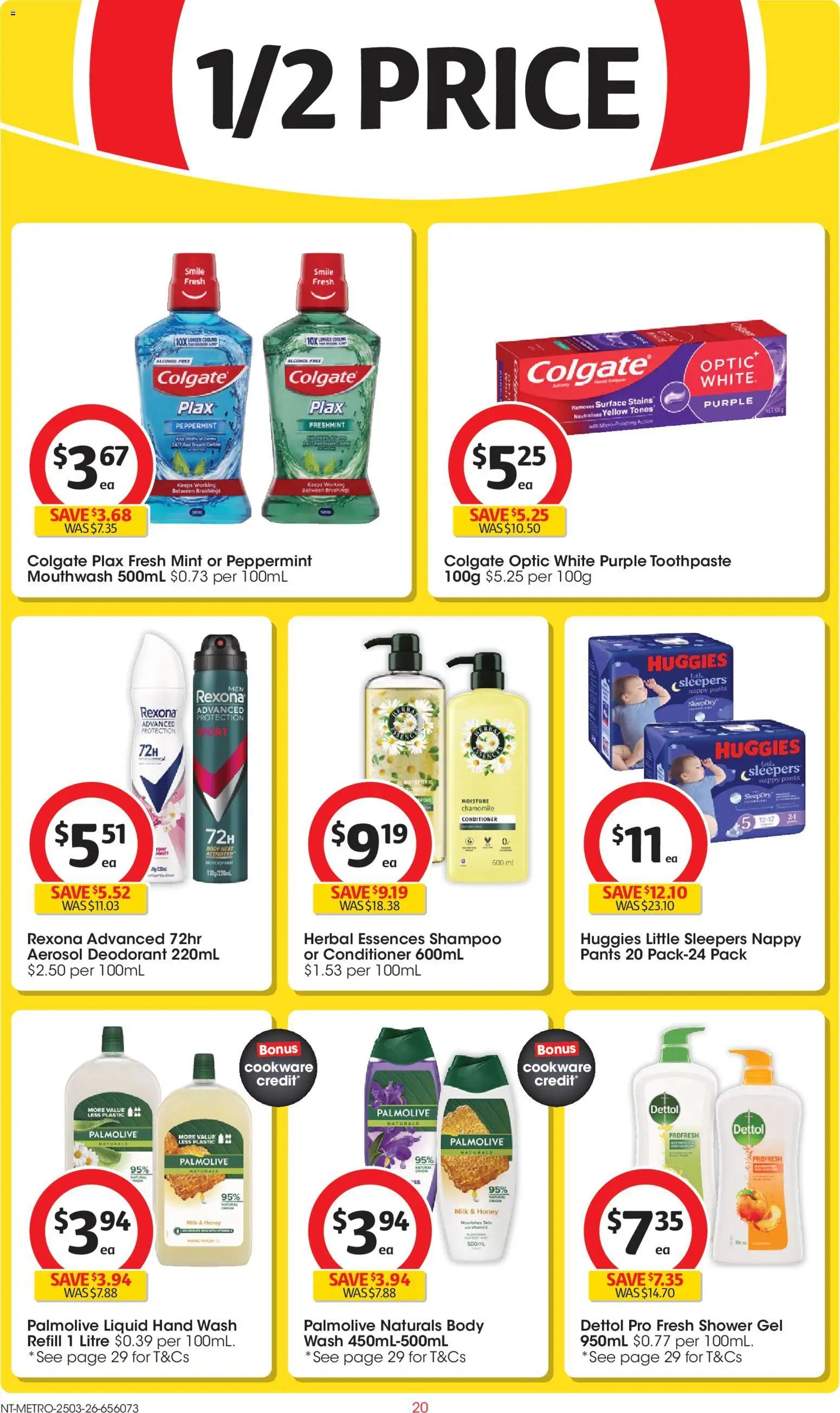Coles catalogue - valid from 25.03.2026 | Page: 20 | Products: Honey, Toothpaste, Mouthwash, Pants