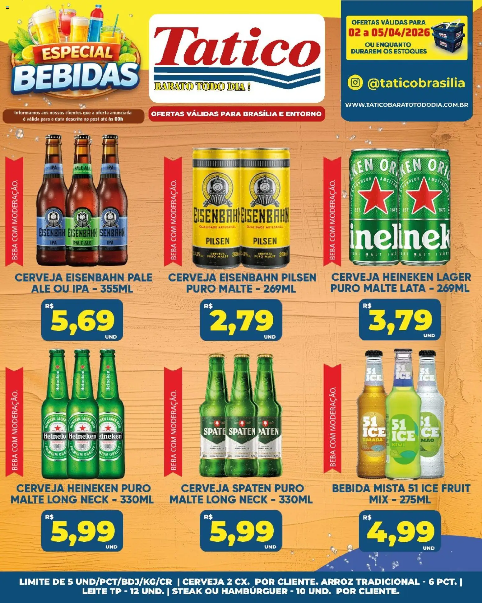 Tatico Folheto - válido de 02.04.2026 | Página: 5 | Produtos: Eisenbahn, Leite, Arroz, Hambúrguer