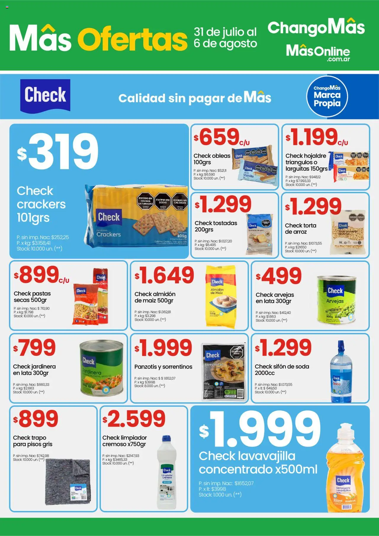 Changomas ofertas │ válido desde el 31.07.2025 | Página: 5 | Productos: Lavavajillas, Maiz, Detergente, Torta
