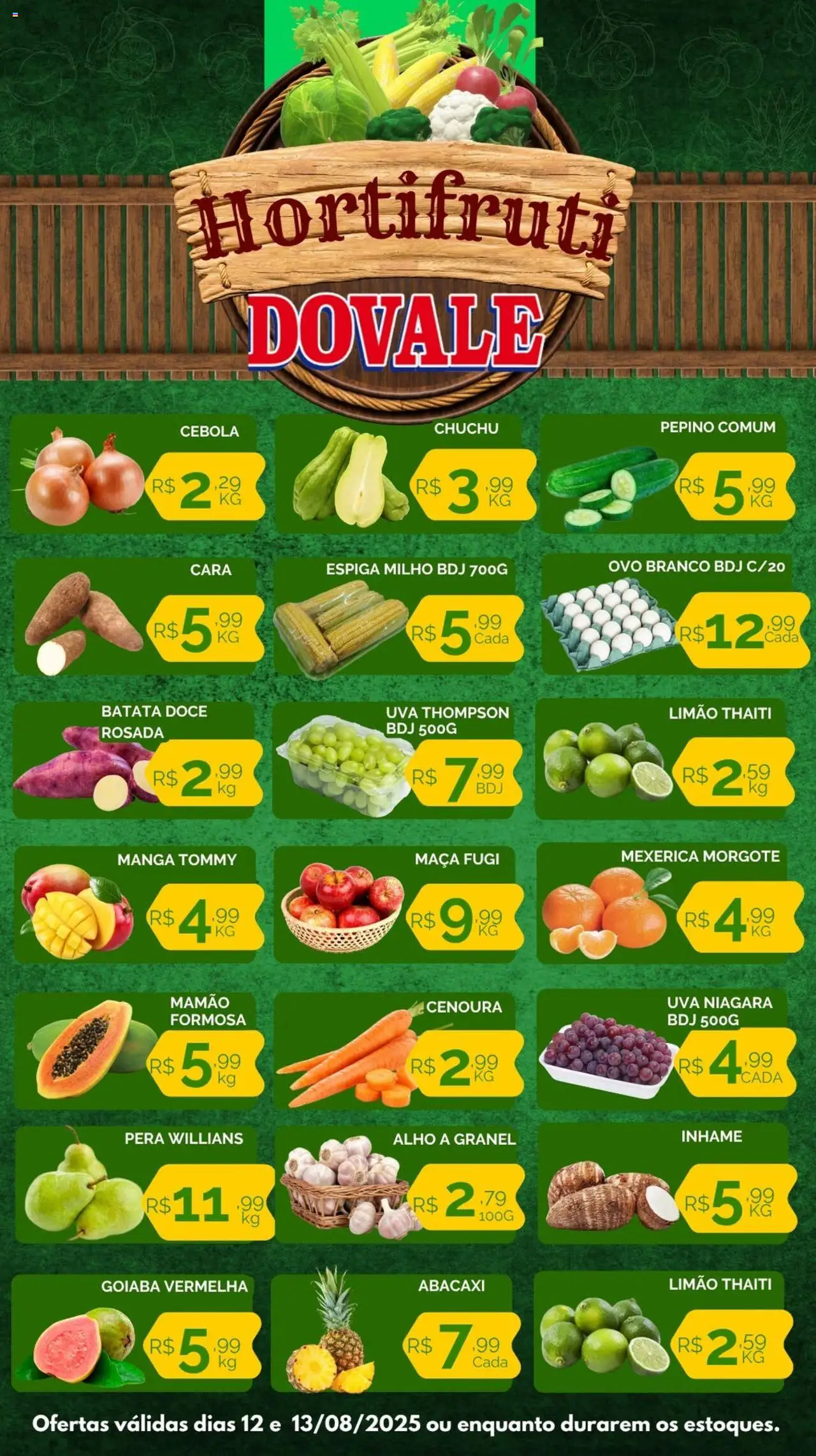 Dovale Folheto - válido de 12.08.2025 | Página: 1 | Produtos: Goiaba, Cará, Alho, Batata