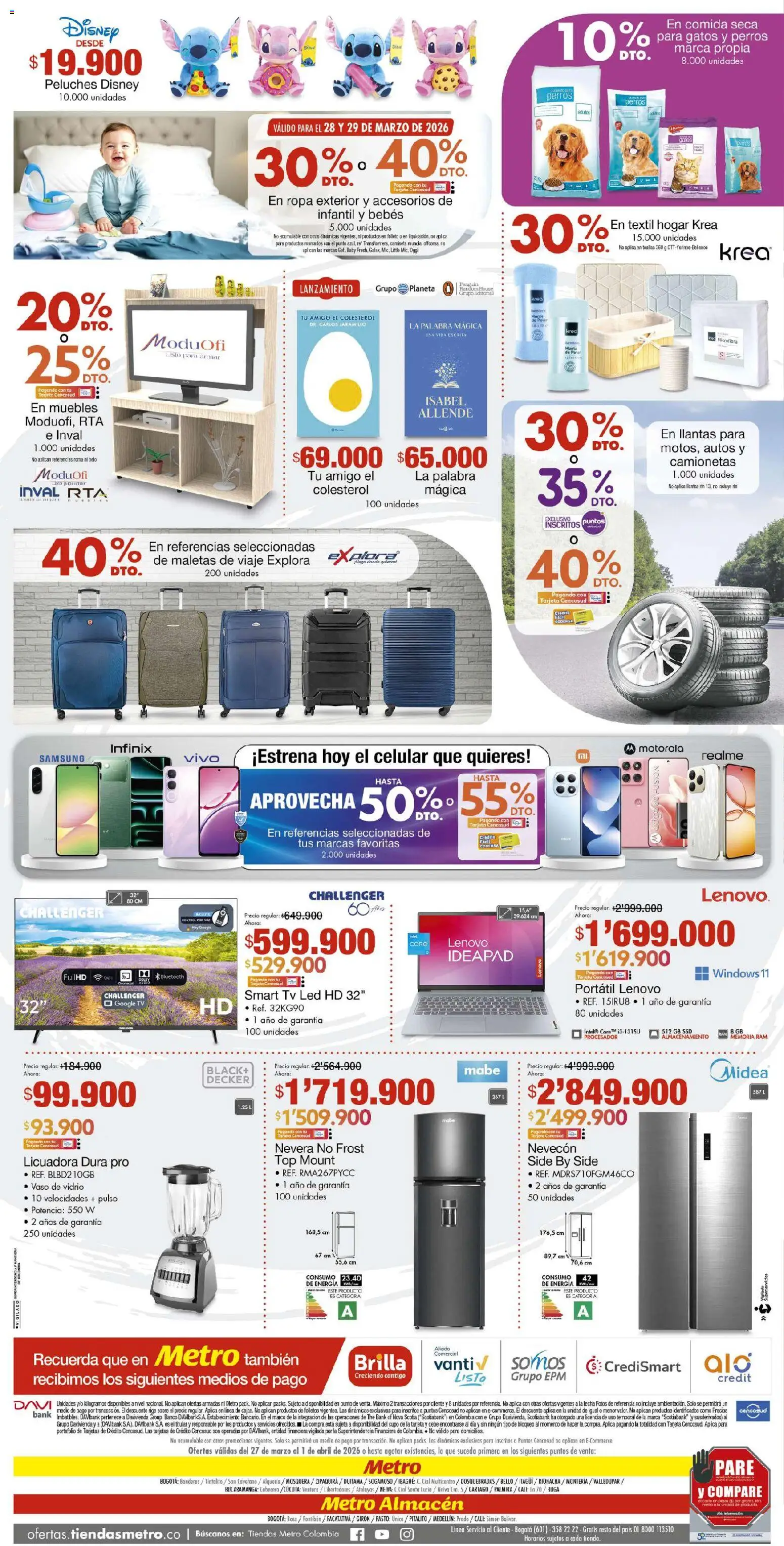 Metro revista - valida desde el 27.03.2026 | Página: 8 | Productos: Té, Banco, Licuadora, Nevera
