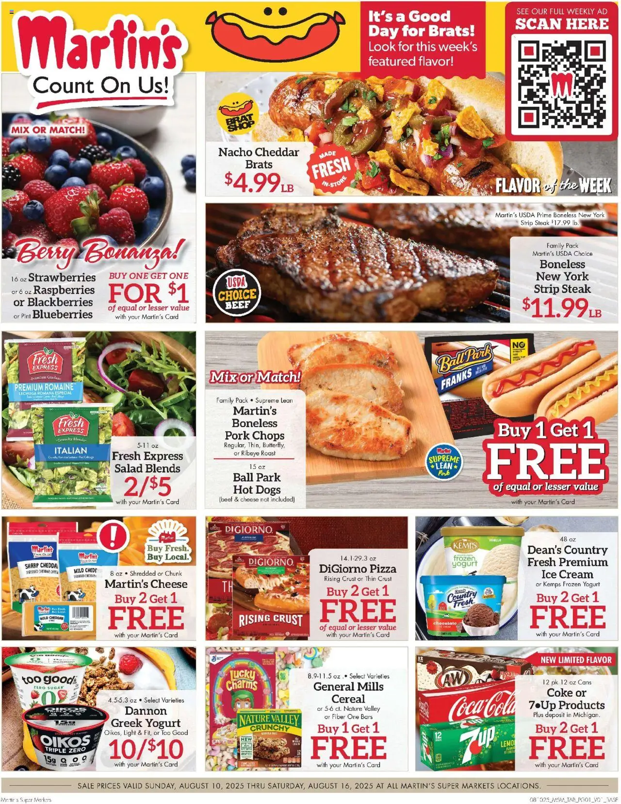 Martin’s - Next Ad - IN - valid from 10.08.2025 | Page: 1 | Products: Romaine, Cheese, Pizza, Hot Dogs