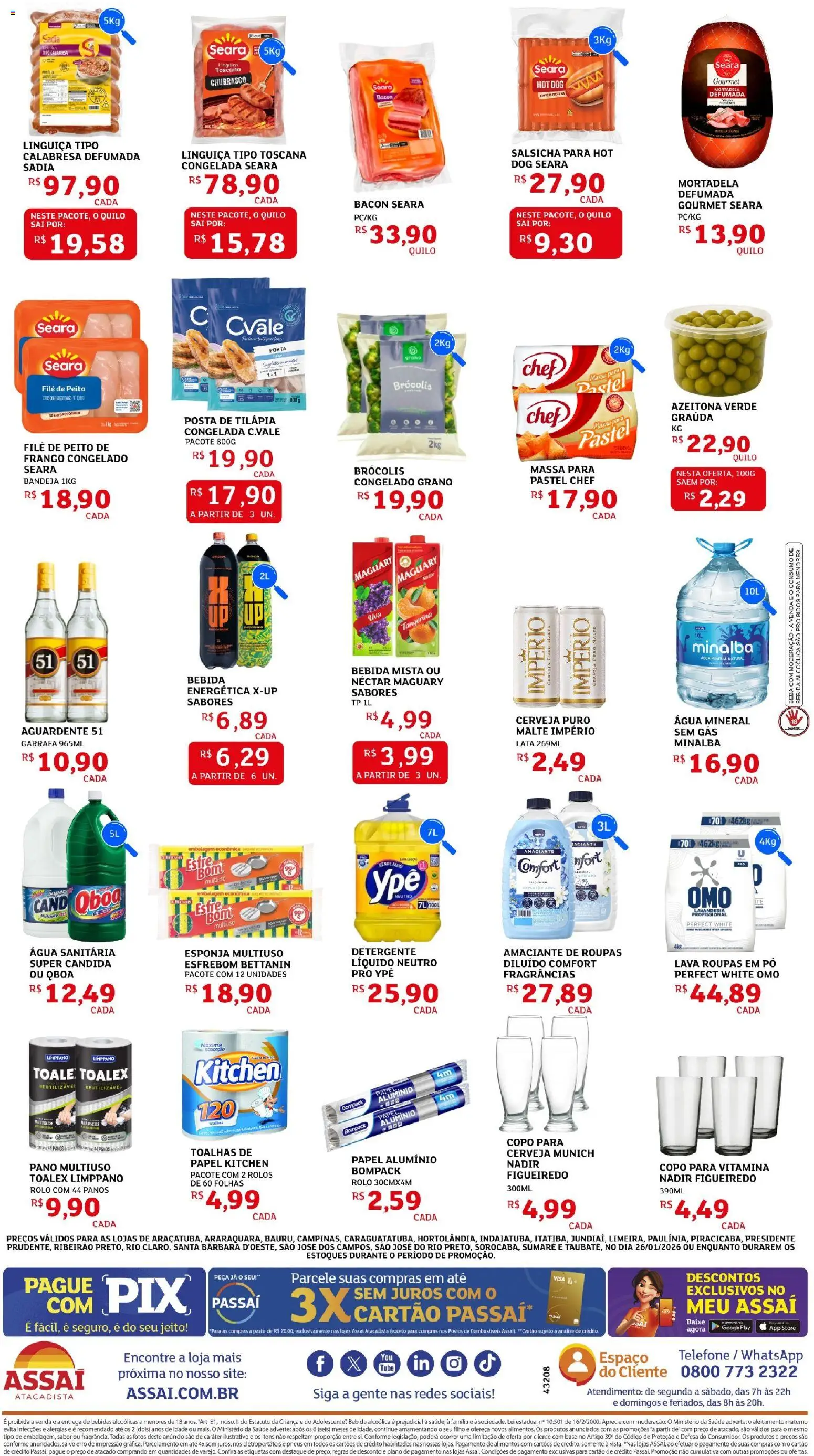 Assaí Atacadista Folheto - válido de 26.01.2026 | Página: 2 | Produtos: Esponja, Minalba, Tilápia, Brócolis