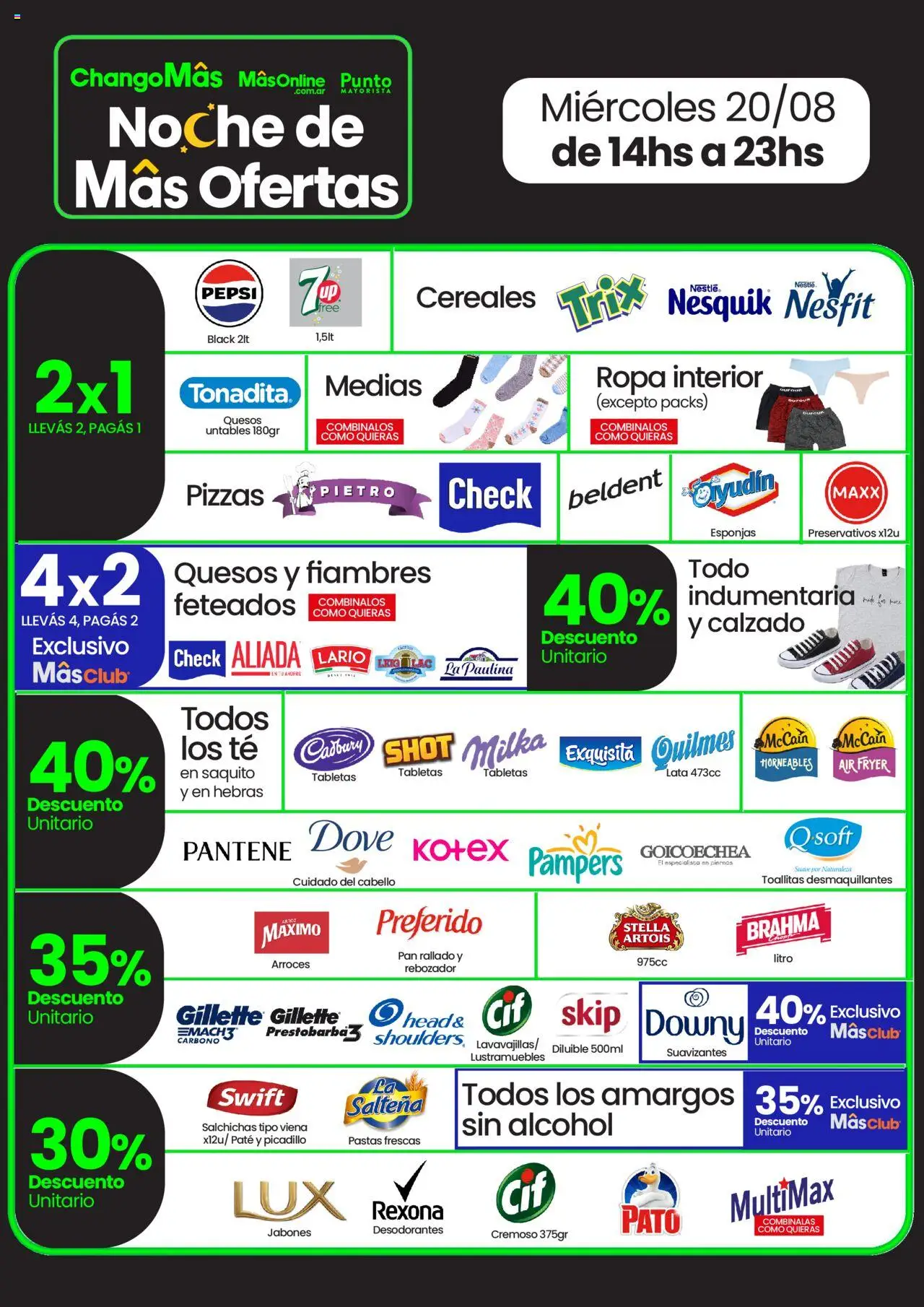 Changomas Noche de ofertas │ válido desde el 20.08.2025 | Página: 2 | Productos: Ropa interior, Paté, Pan, Cereales