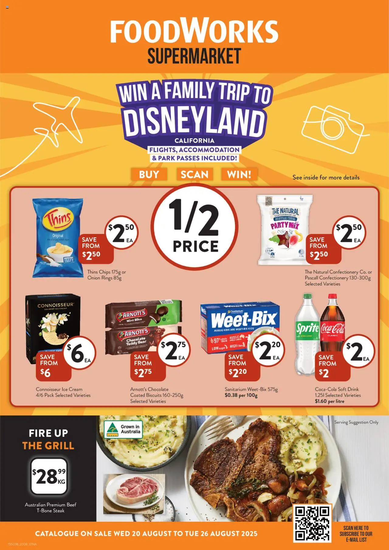 Foodworks catalogue - valid from 20.08.2025 | Page: 1 | Products: Beef, Chips, Cream, Ice cream