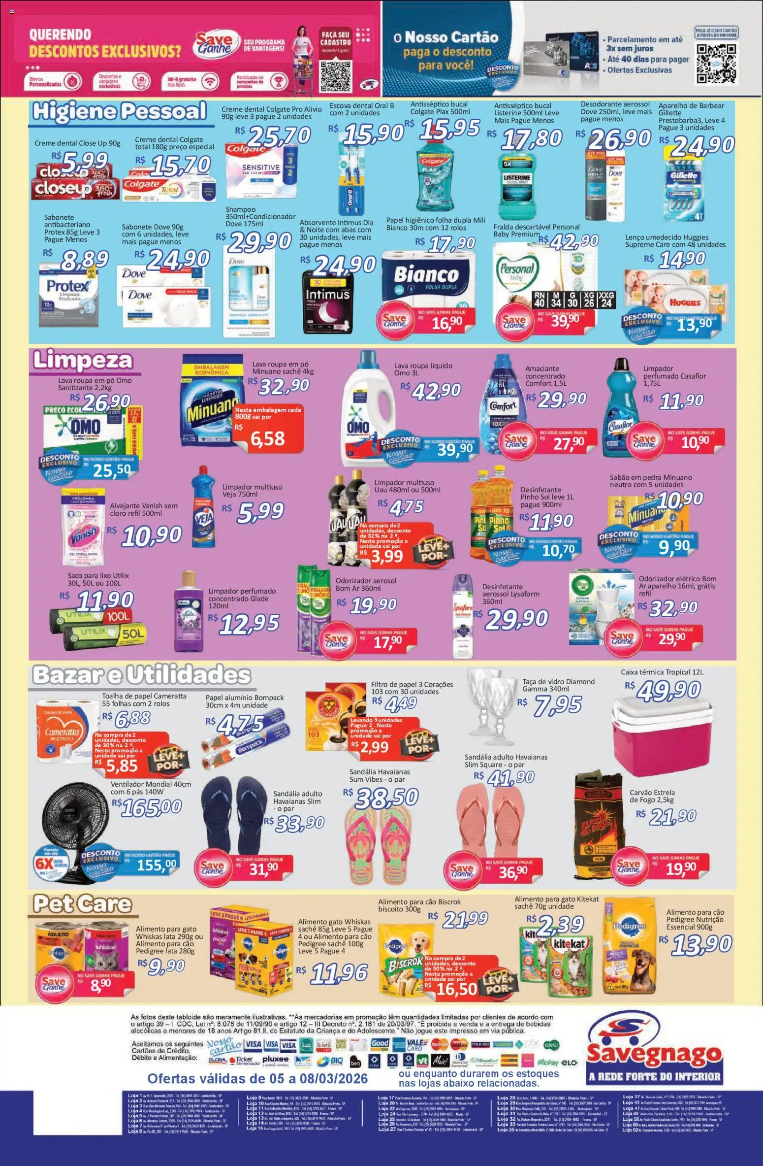 Savegnago Folheto - válido de 05.03.2026 | Página: 4 | Produtos: Pó, Biscoito, Limpador multiuso, Sabonete