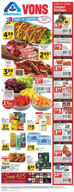 Preview of Vons weekly ads valid from 28.11.2025