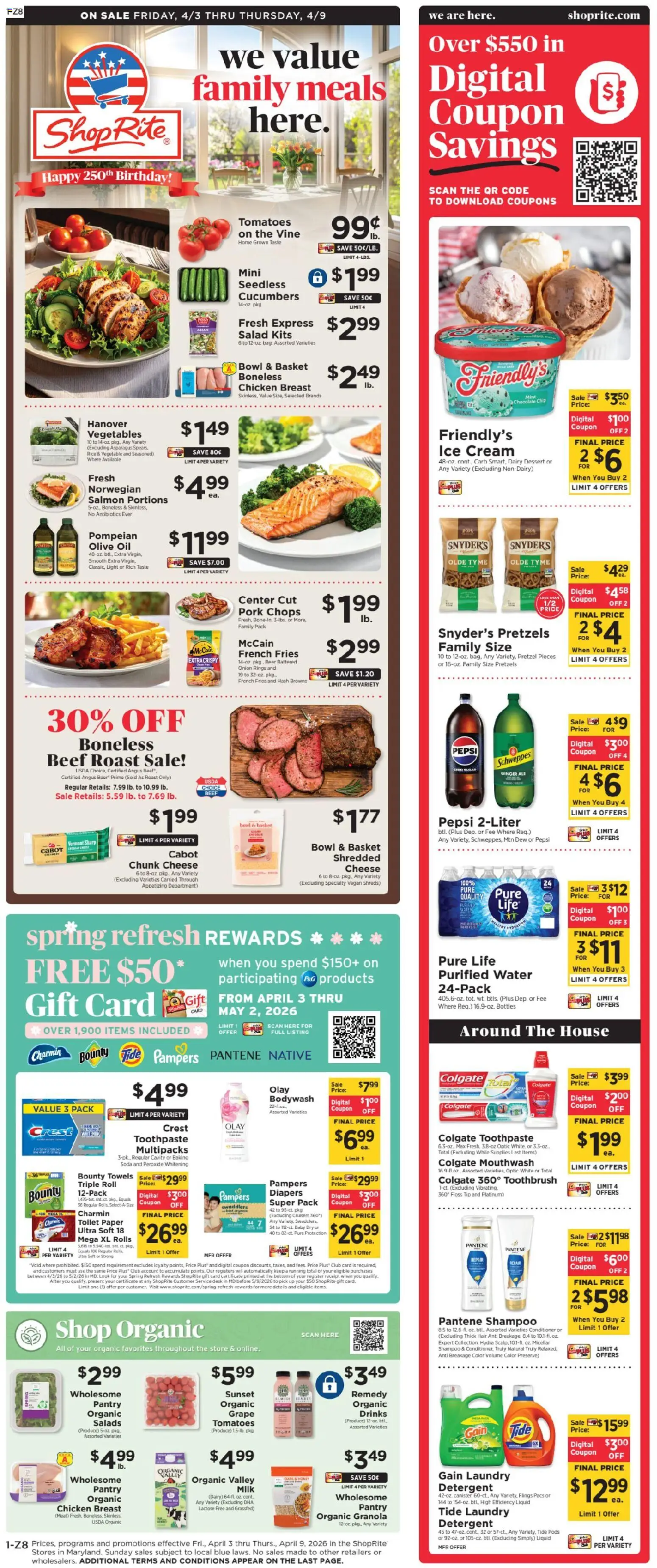 ShopRite Weekly Ad - valid from 03.04.2026 | Page: 1 | Products: Tomatoes, Toothpaste, Cucumbers, Sugar
