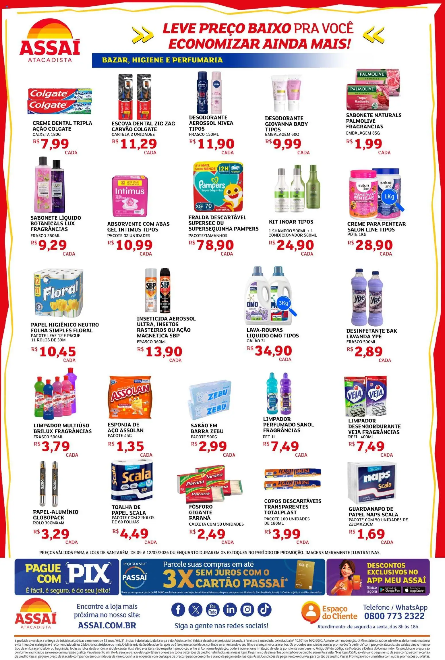 Assaí Atacadista Folheto - válido de 09.03.2026 | Página: 4 | Produtos: Sabão, Copos descartáveis, Pneus, Baixo