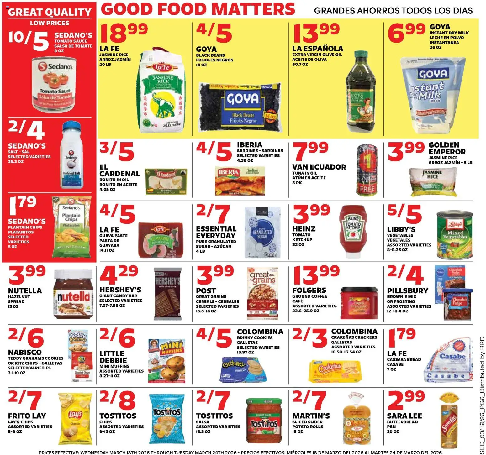 Sedano's Weekly Ad - valid from 18.03.2026 | Page: 6 | Products: Rice, Cereals, Cookies, Salt