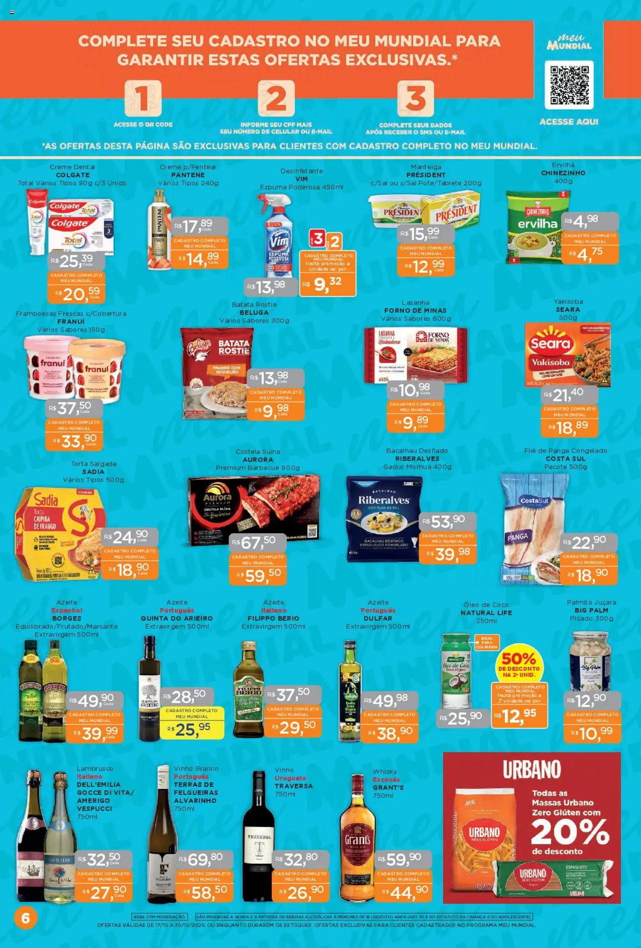 Mundial Folheto - válido de 17.10.2025 | Página: 6 | Produtos: Ervilha, Lasanha, Sal, Desinfetante