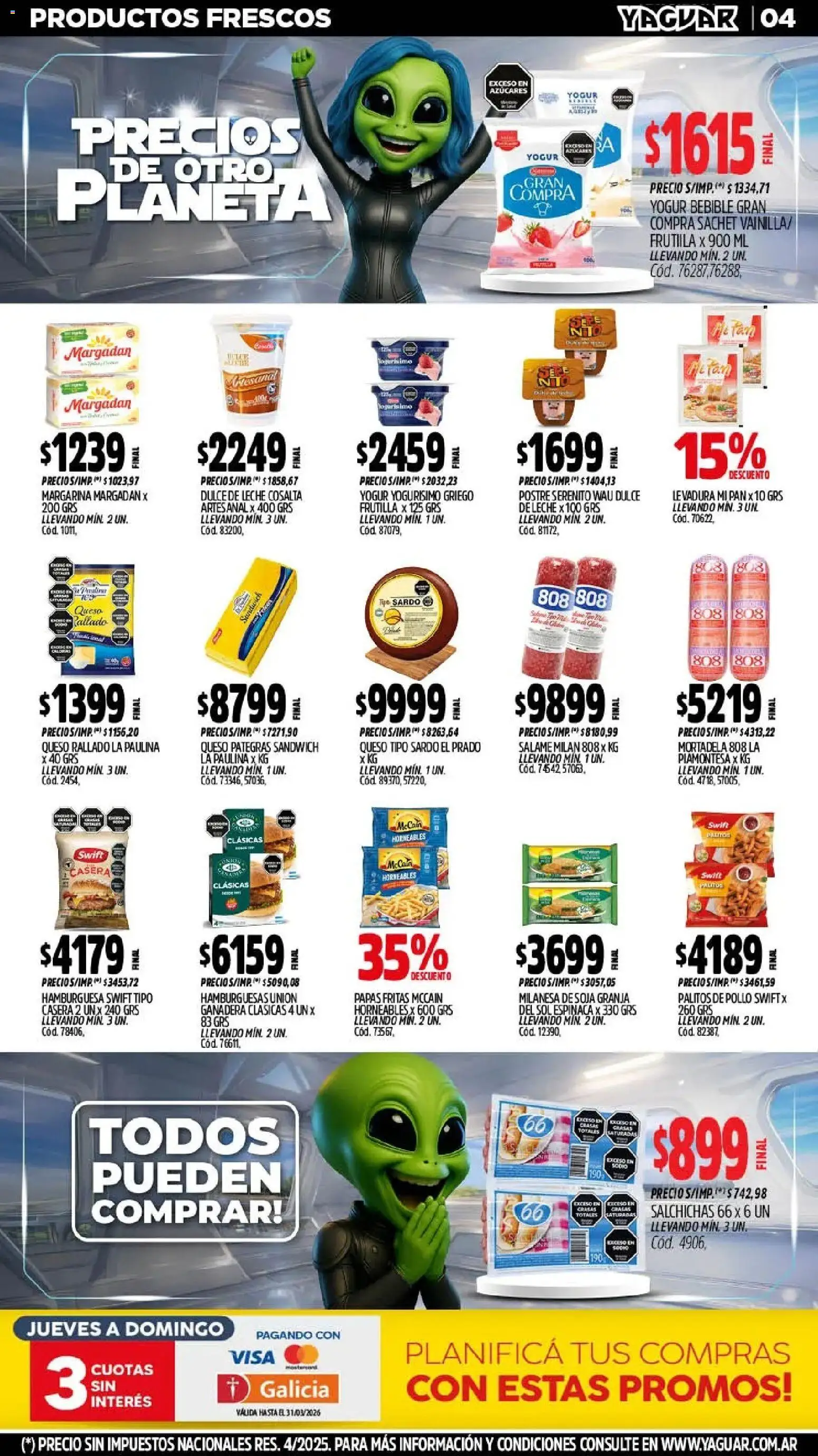 Yaguar - Oferta Semanal Salta │ válido desde el 02.03.2026 | Página: 4 | Productos: Mortadela, Yogur, Pan, Espinaca