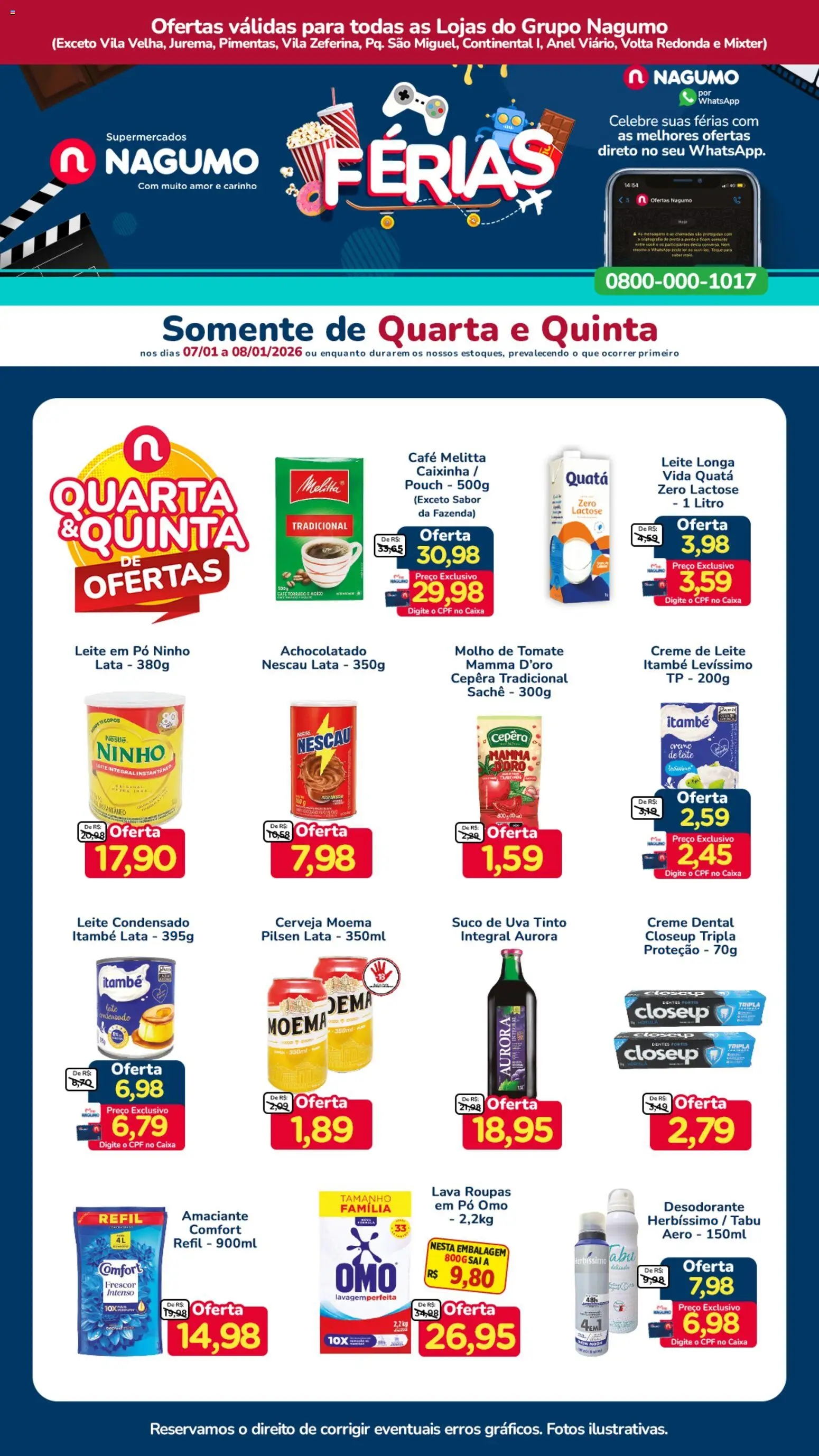 Nagumo Folheto - válido de 07.01.2026 | Página: 1 | Produtos: Leite, Cerveja, Creme de leite, Amaciante