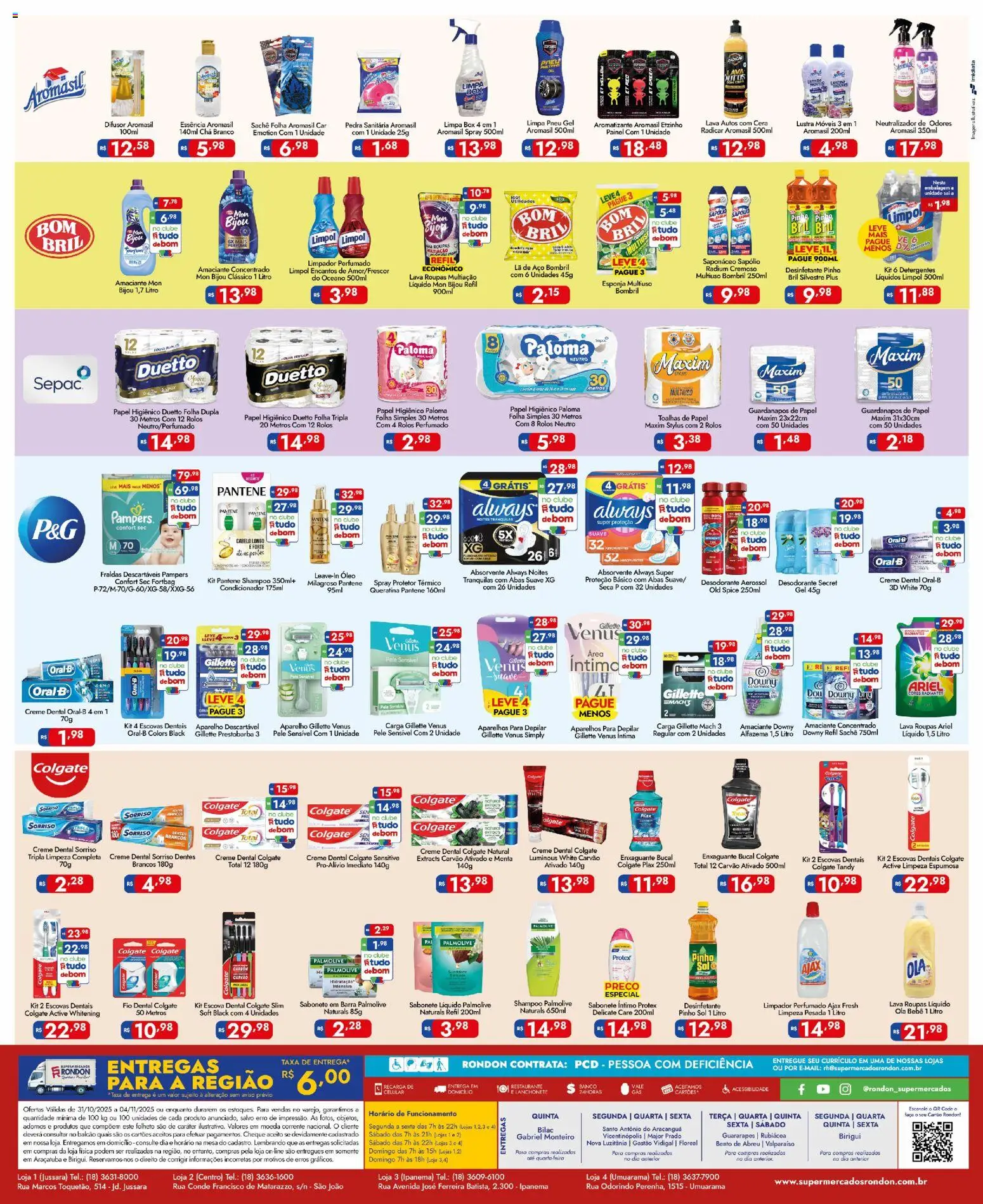 Supermercados Rondon Folheto - válido de 31.10.2025 | Página: 4 | Produtos: Pampers, Ariel, Chá, Amaciante