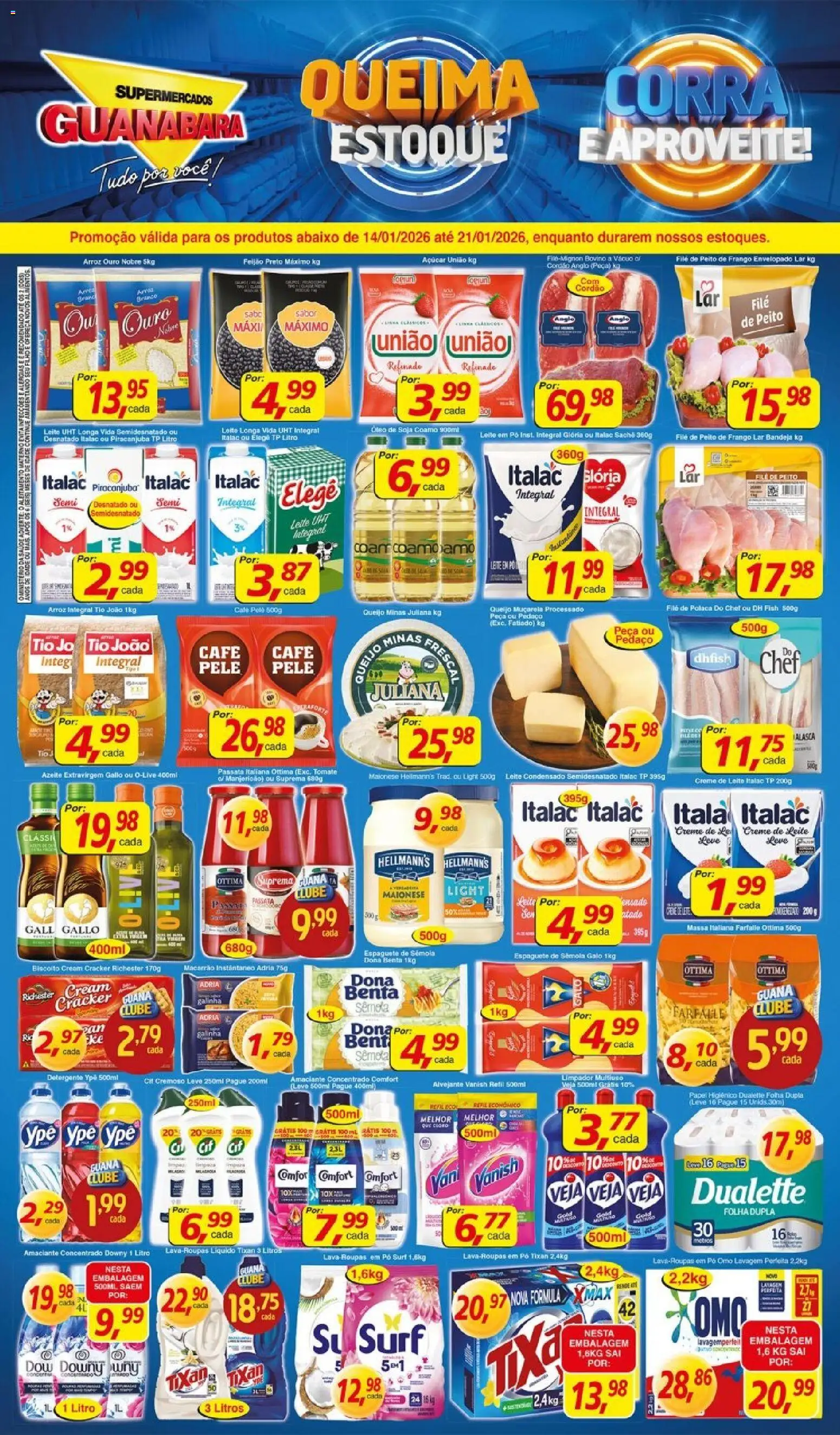 Supermercados Guanabara Folheto - válido de 14.01.2026 | Página: 1 | Produtos: Cloro, Vanish, Cream cracker, Leite em pó