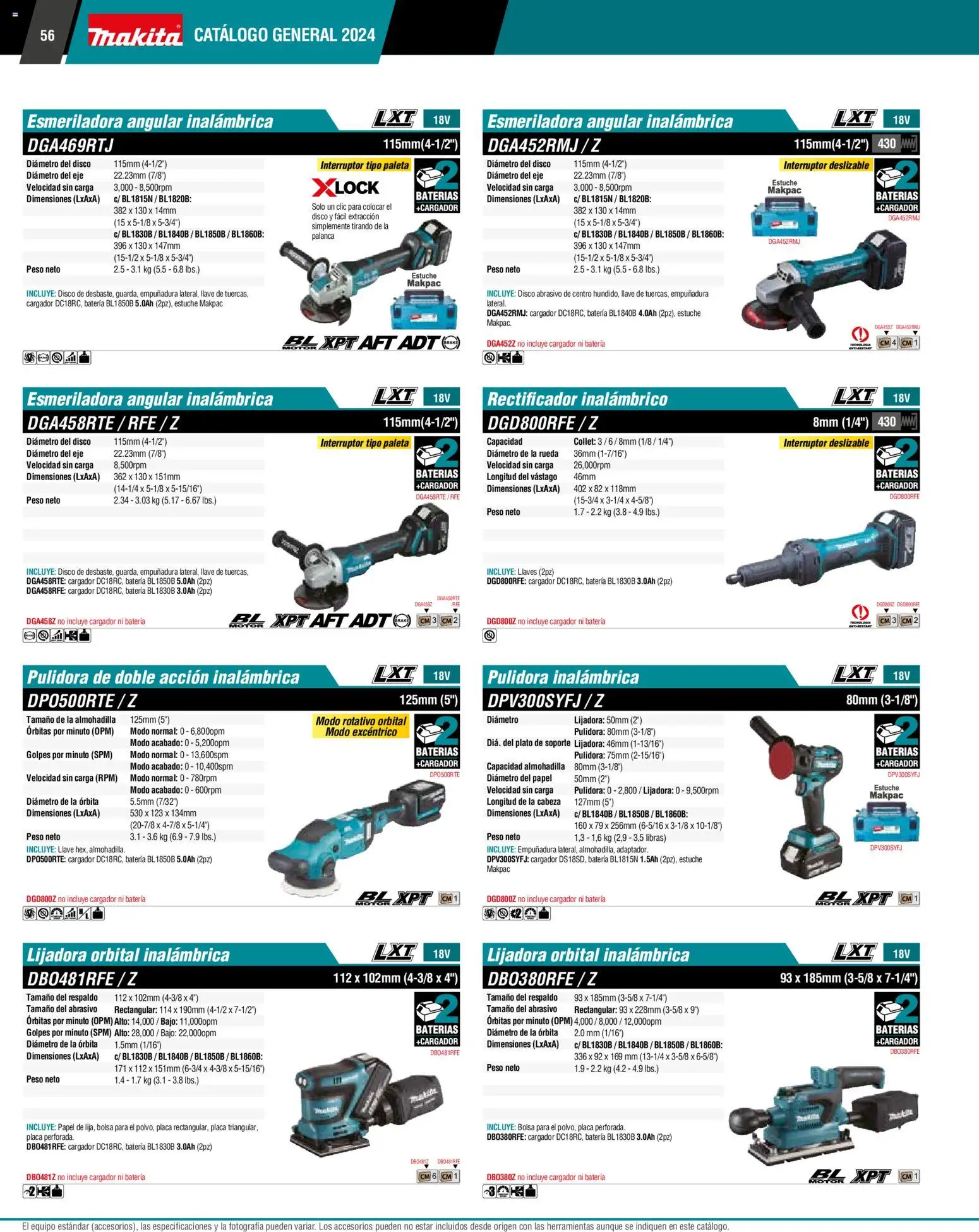 Nuevas ofertas de Makita válidas en toda la República Mexicana desde el 01.01.2024. ¡Encuentra las mejores ofertas en Makita catálogo General! | Página: 56 | Productos: Paleta, Lijadora, Disco, Llave