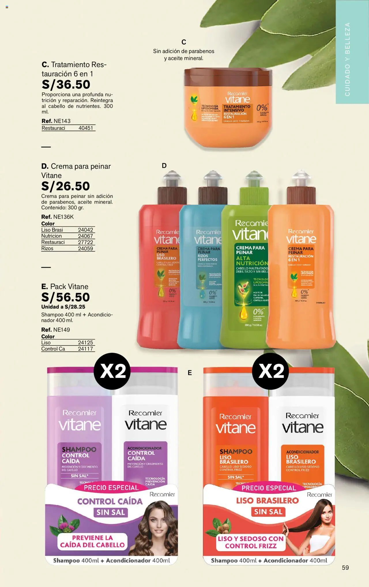 Catálogo Leonisa válido desde 24.06.2025 | Página: 59 | Productos: Shampoo, Acondicionador, Aceite, Crema