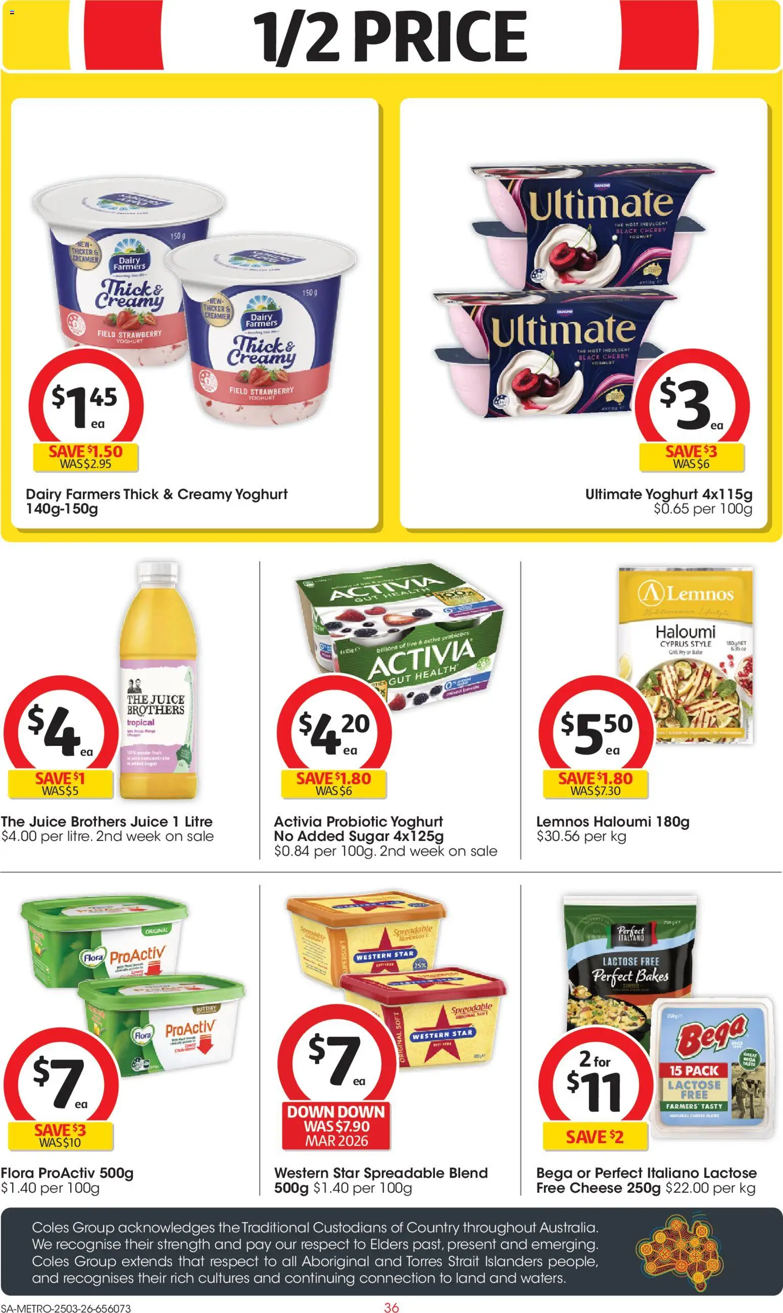 Coles catalogue - valid from 25.03.2026 | Page: 36 | Products: Dairy, Yoghurt, Juice, Sugar