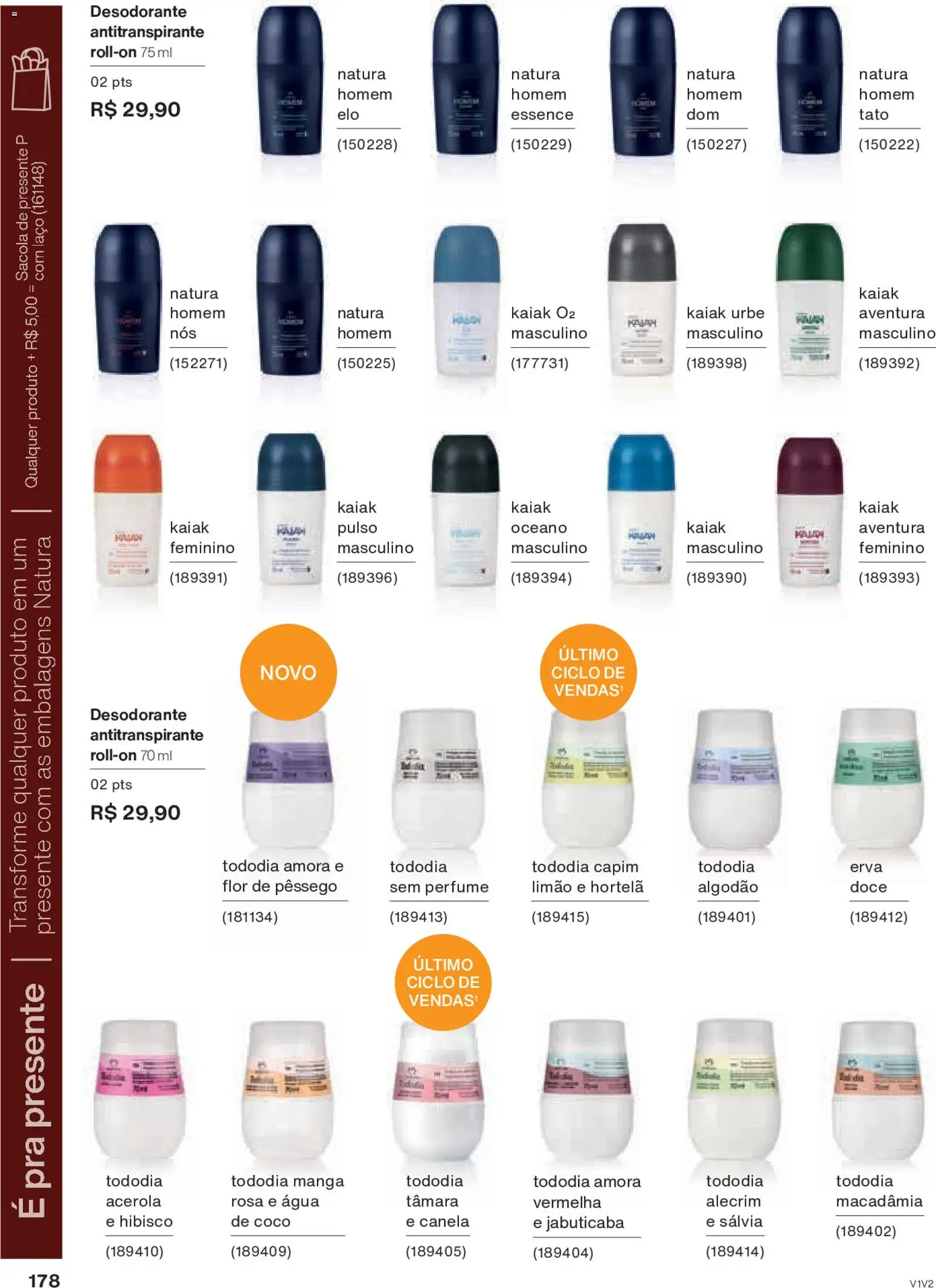 Natura Folheto - válido de 26.11.2025 | Página: 178 | Produtos: Pêssego, Hibisco, Desodorante, Algodão