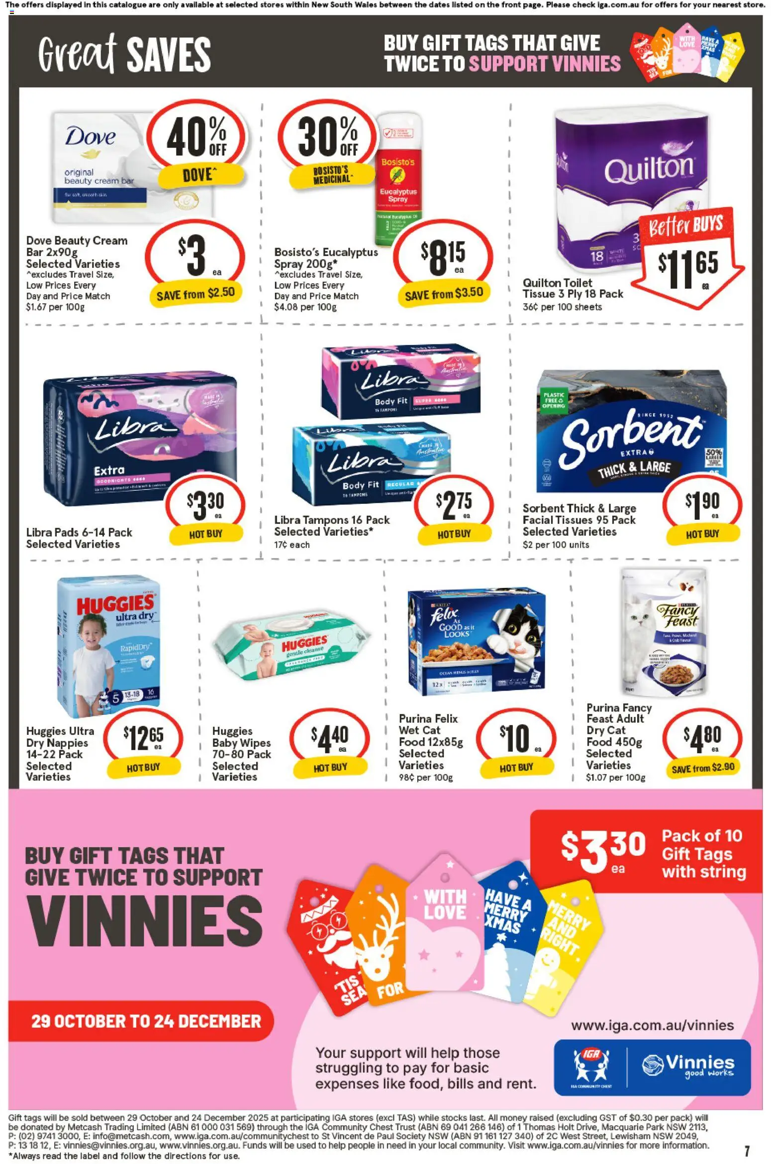 IGA catalogue - valid from 12.11.2025 | Page: 8 | Products: Toilet, Cream, Tampons, Tissues