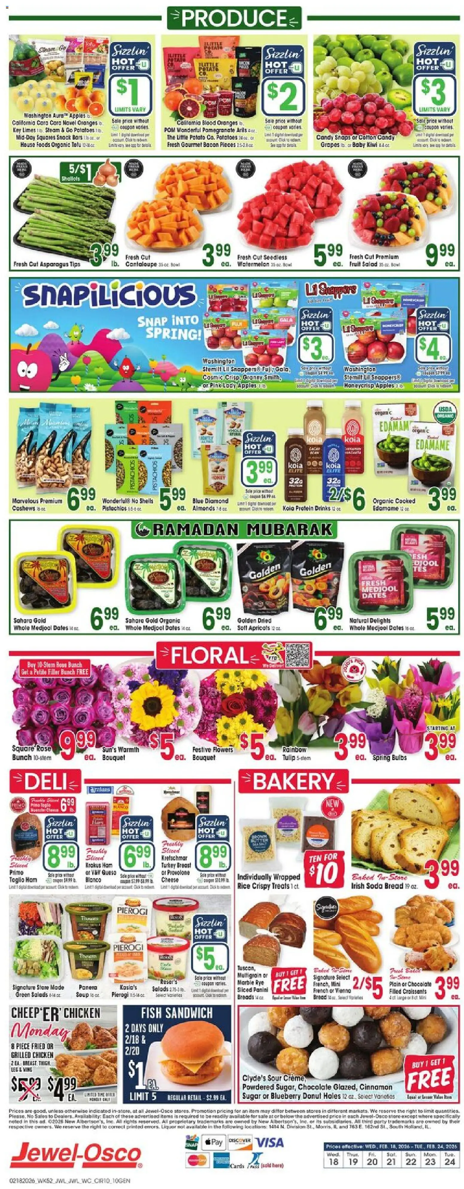 Jewel Osco Weekly Ad - IL - valid from 18.02.2026 | Page: 10 | Products: Bread, Kiwi, Potatoes, Watermelon