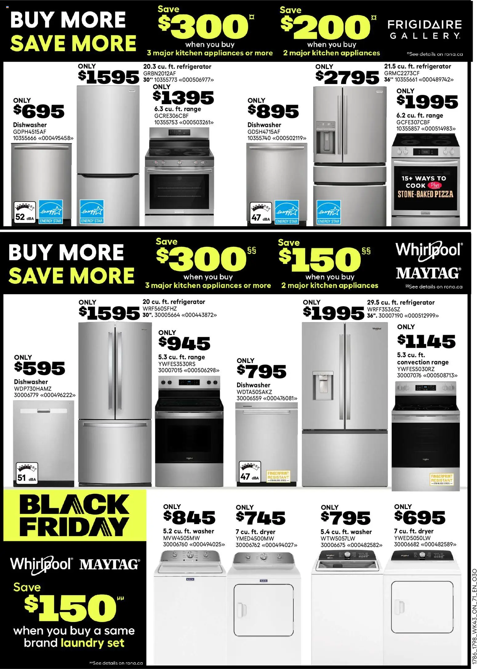 Rona flyer valid from 20.11.2025 | Page: 15 | Products: Refrigerator, Dryer, Dishwasher, Pizza