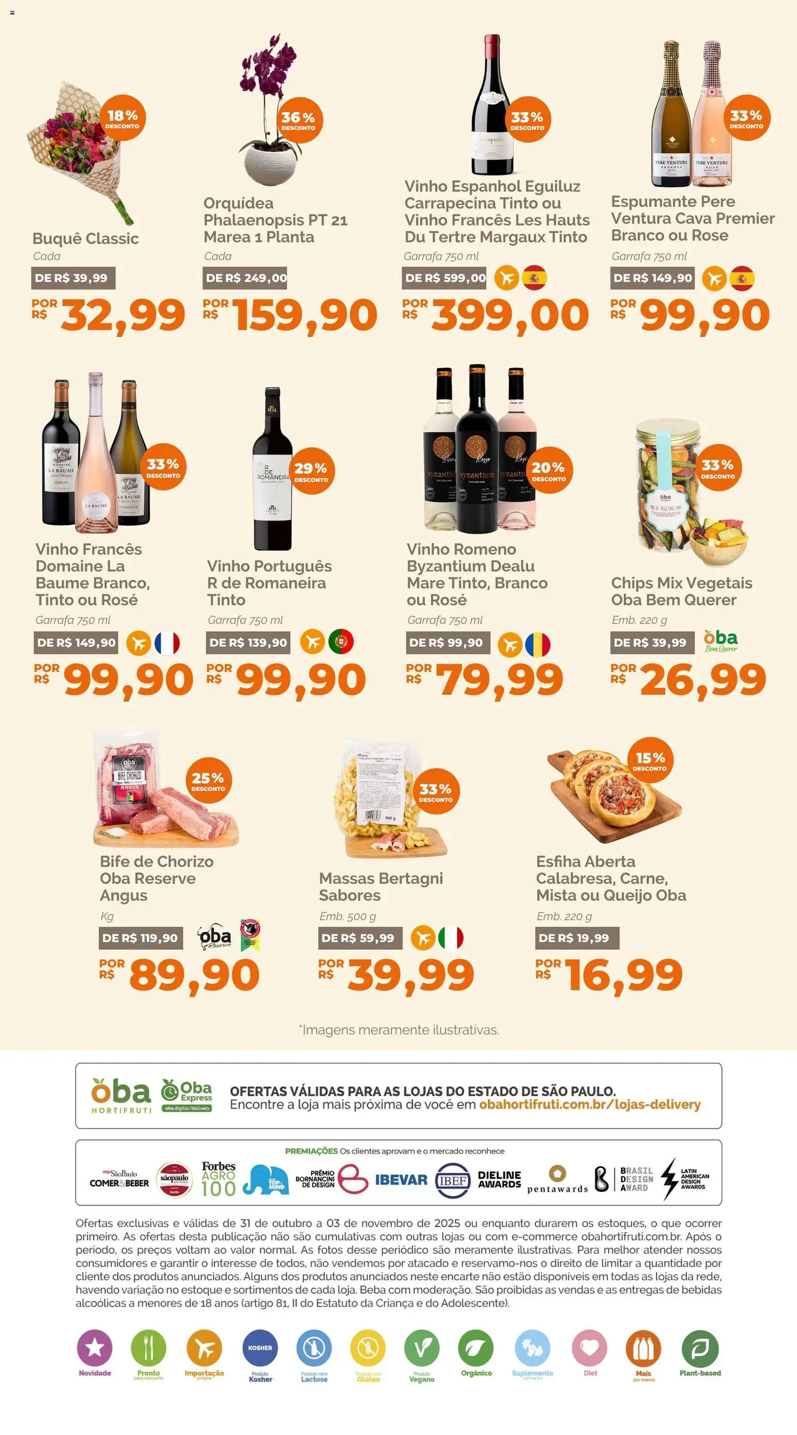 Oba Hortifruti Folheto - válido de 31.10.2025 | Página: 7 | Produtos: Espumante, Queijo, Vinho