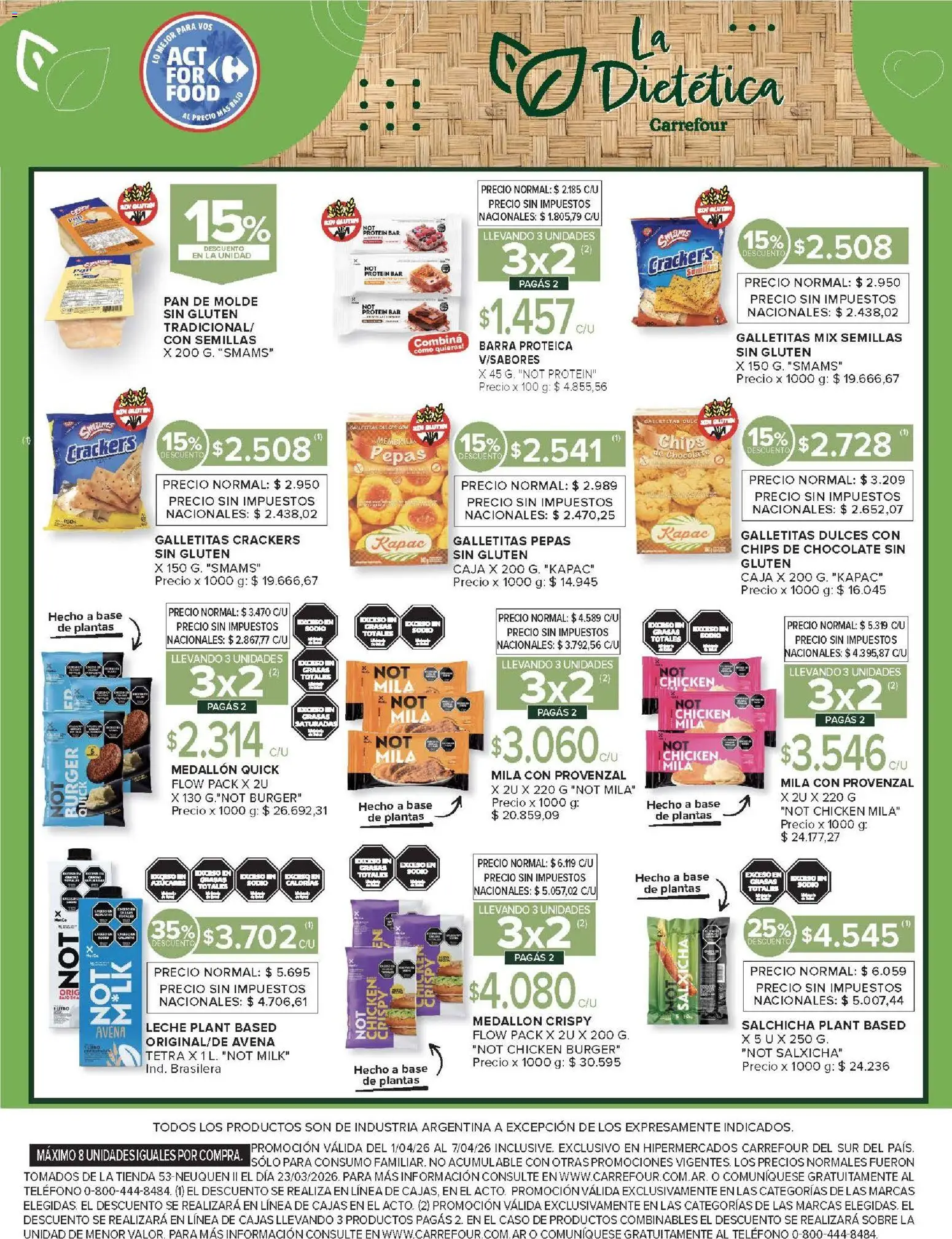 Carrefour ofertas │ válido desde el 01.04.2026 | Página: 15 | Productos: Sobre, Galletitas, Salchicha, Leche