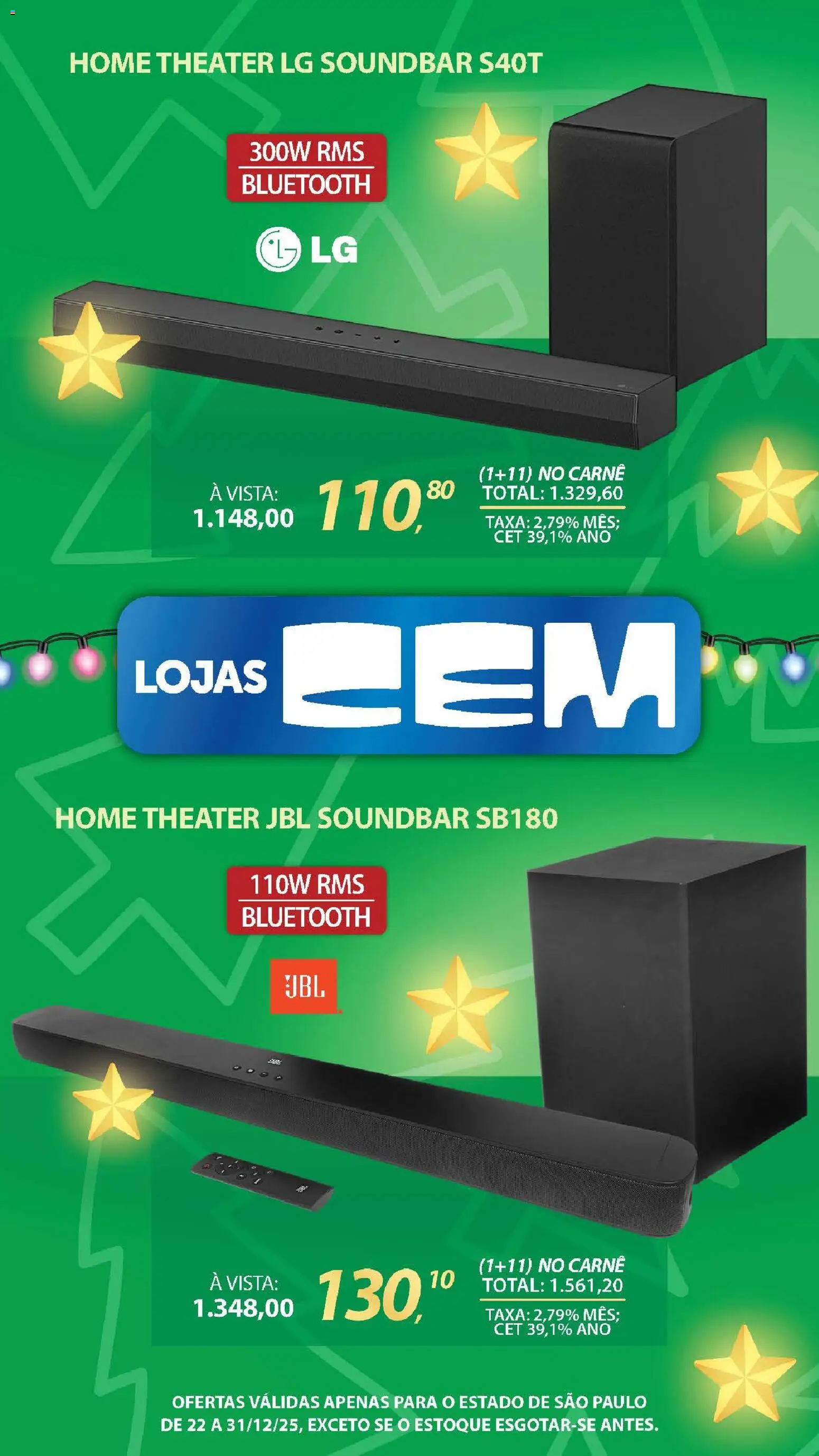 Lojas Cem Folheto - válido de 22.12.2025 | Página: 64 | Produtos: Soundbar, Carne