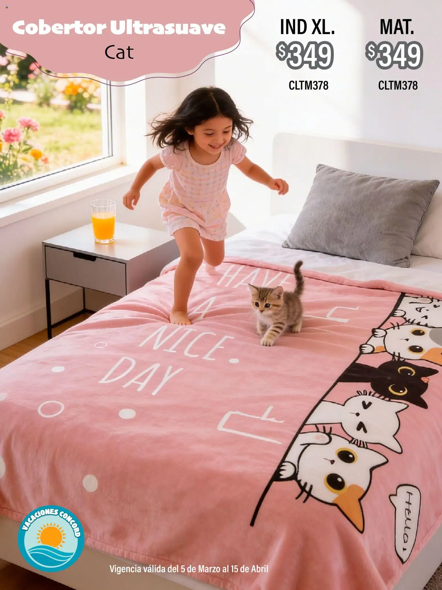 Nuevas ofertas de Colchas Concord válidas en toda la República Mexicana desde el 05.03.2026. ¡Encuentra las mejores ofertas en Colchas Concord catálogo Vacaciones! | Página: 9 | Productos: Cobertor