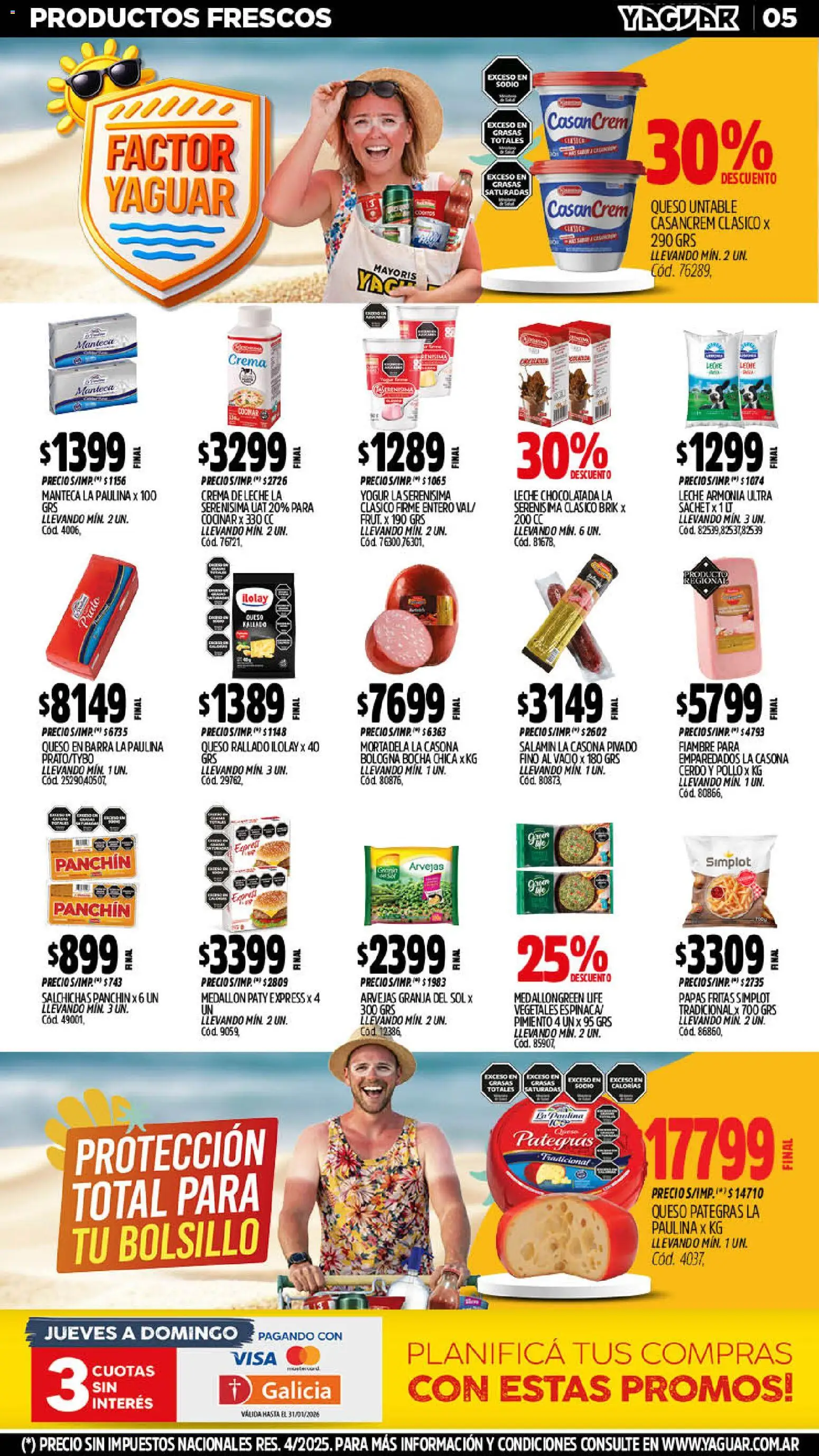 Yaguar - Oferta Semanal Neuquen │ válido desde el 19.01.2026 | Página: 5 | Productos: Crema de leche, Arvejas, Pimiento, Yogur