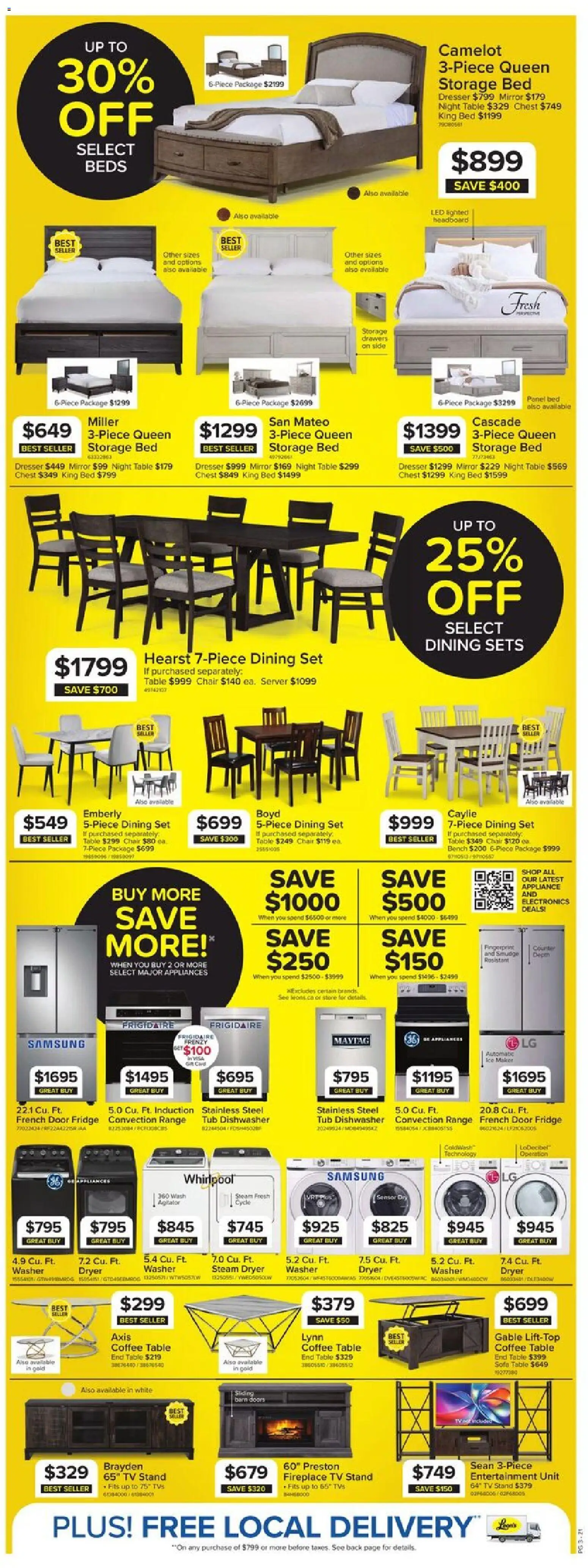 Leon's weekly flyer / circulaire flyer valid from 19.03.2026 | Page: 3 | Products: Tv, Bed, Sofa, Coffee table