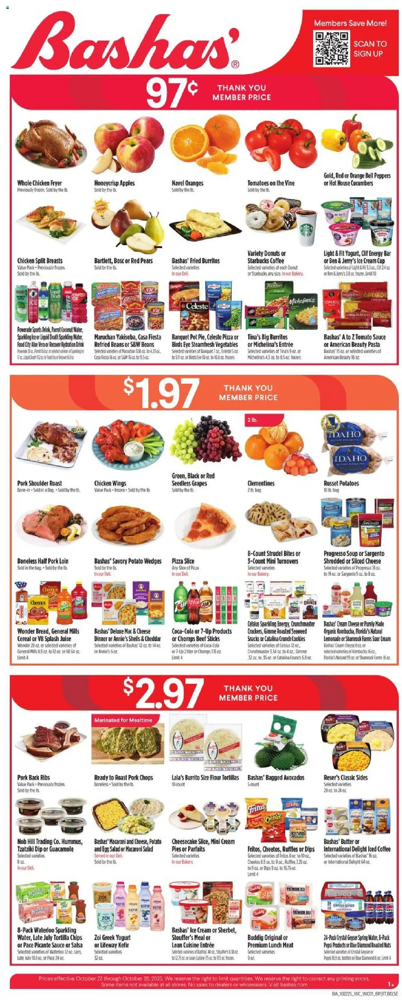 Basha's Weekly Ad - valid from 22.10.2025 | Page: 1 | Products: Oranges, Cream, Salad, Cheesecake