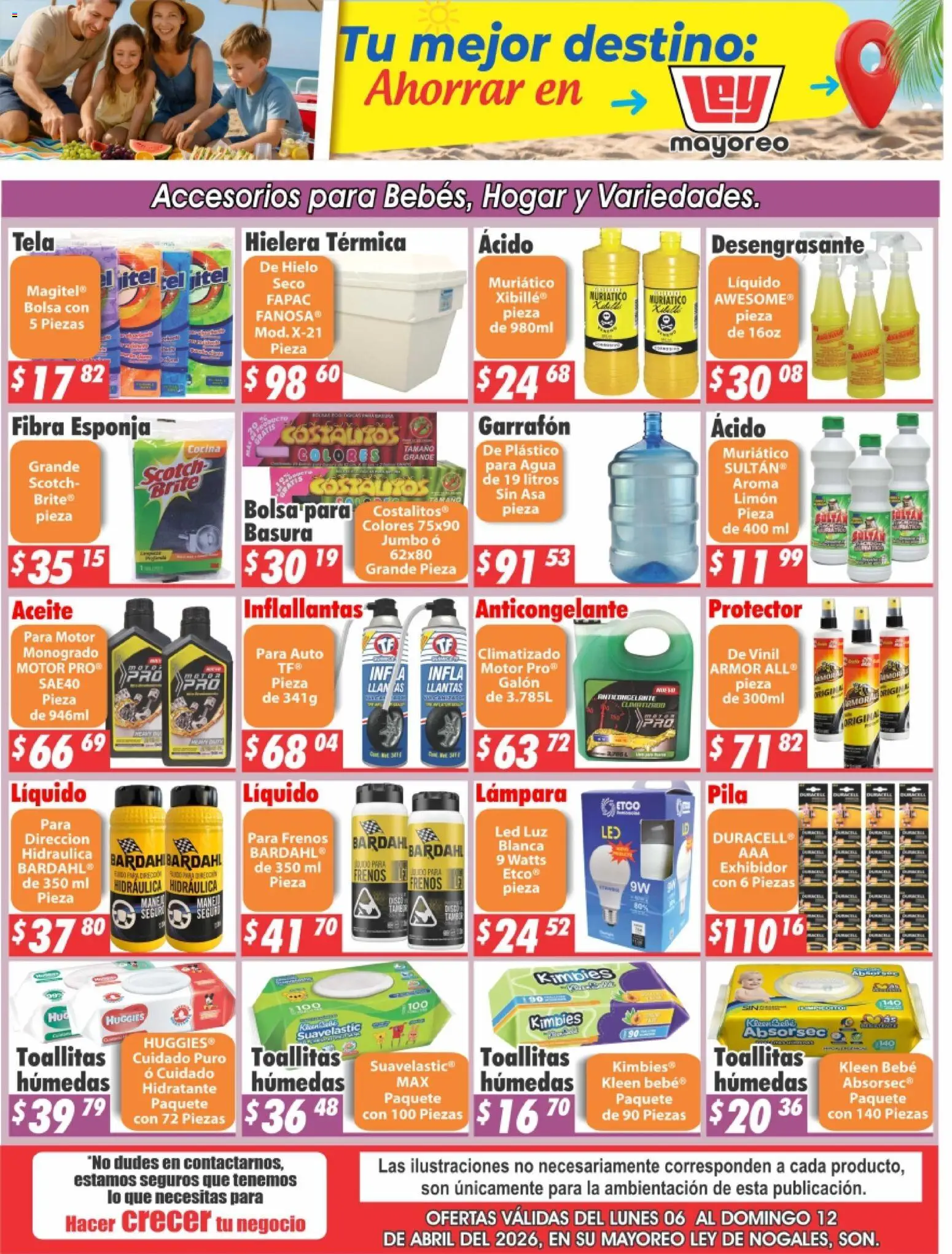 Nuevas ofertas de Casa Ley válidas en toda la República Mexicana desde el 06.04.2026. ¡Encuentra las mejores ofertas en Casa Ley folleto Nogales! | Página: 1 | Productos: Esponja, Agua, Hielera, Desengrasante