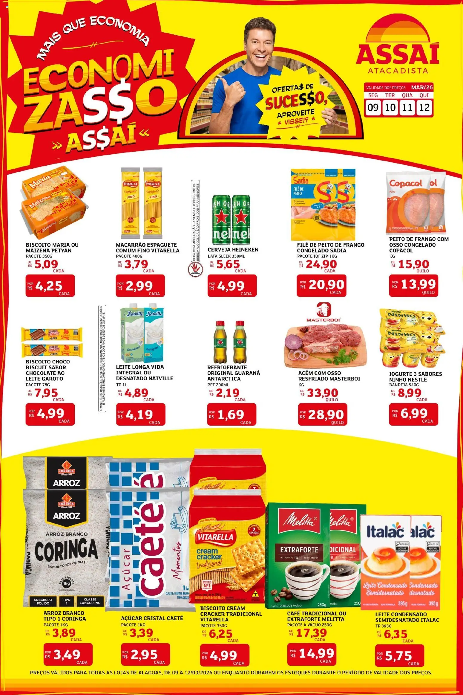Assaí Atacadista Folheto - válido de 09.03.2026 | Página: 1 | Produtos: Guaraná, Leite, Café, Macarrão