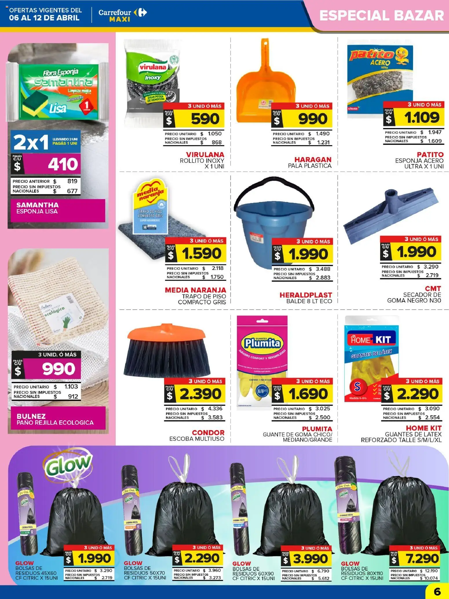 Carrefour Maxi catálogo │ válido desde el 06.04.2026 | Página: 6 | Productos: Rejilla, Esponja, Pala, Escoba