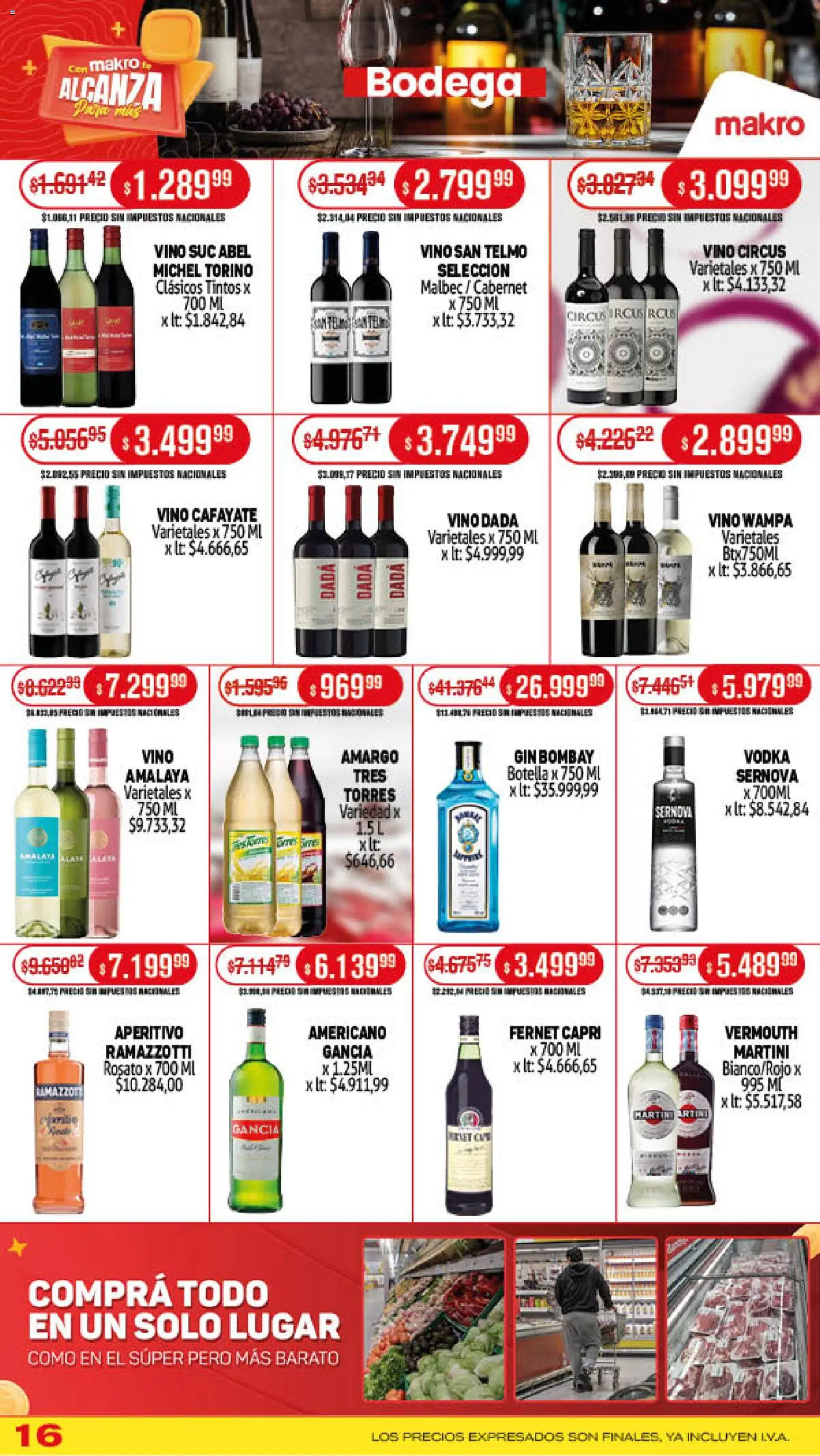 Makro ofertas │ válido desde el 27.11.2025 | Página: 16 | Productos: Botella, Gin, Fernet, Vino