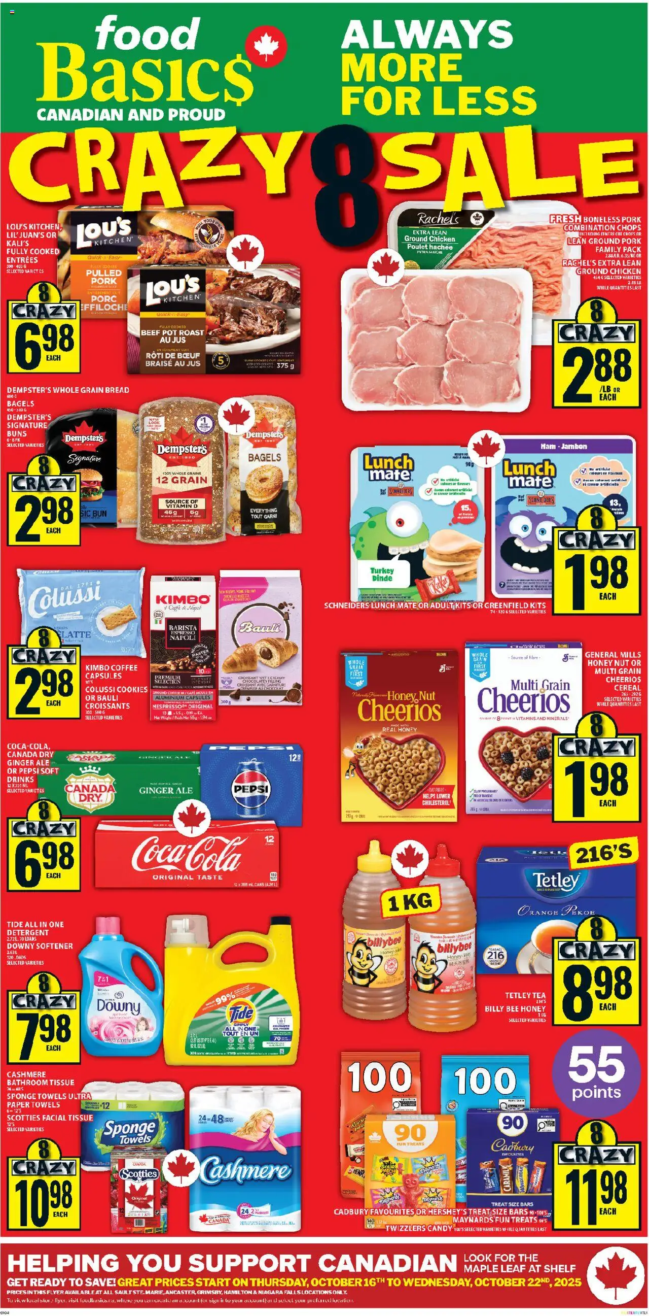 Food Basics flyer valid from 16.10.2025 | Page: 1 | Products: Turkey, Bread, Chicken, Pork