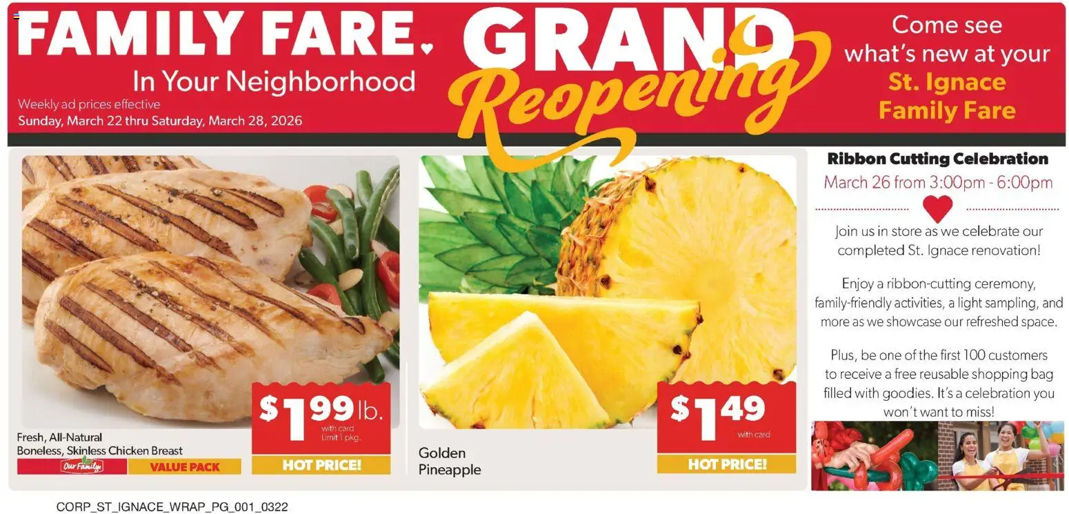 Family Fare Weekly Ad - MI - valid from 22.03.2026 | Page: 2 | Products: Pineapple, Bag