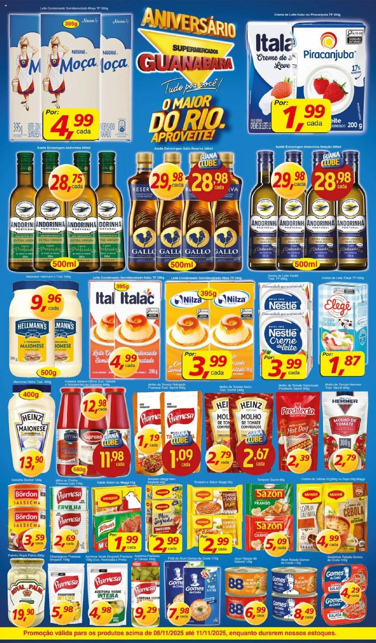 Supermercados Guanabara Folheto - válido de 08.11.2025 | Página: 3 | Produtos: Cebola, Manjericão, Molho de tomate, Azeite