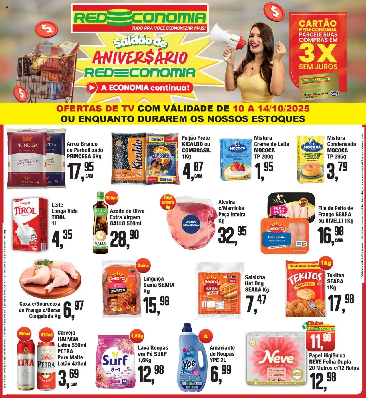 RedEconomia Folheto - válido de 10.10.2025 | Página: 1 | Produtos: Tv, Roupas, Papel higiênico, Amaciante