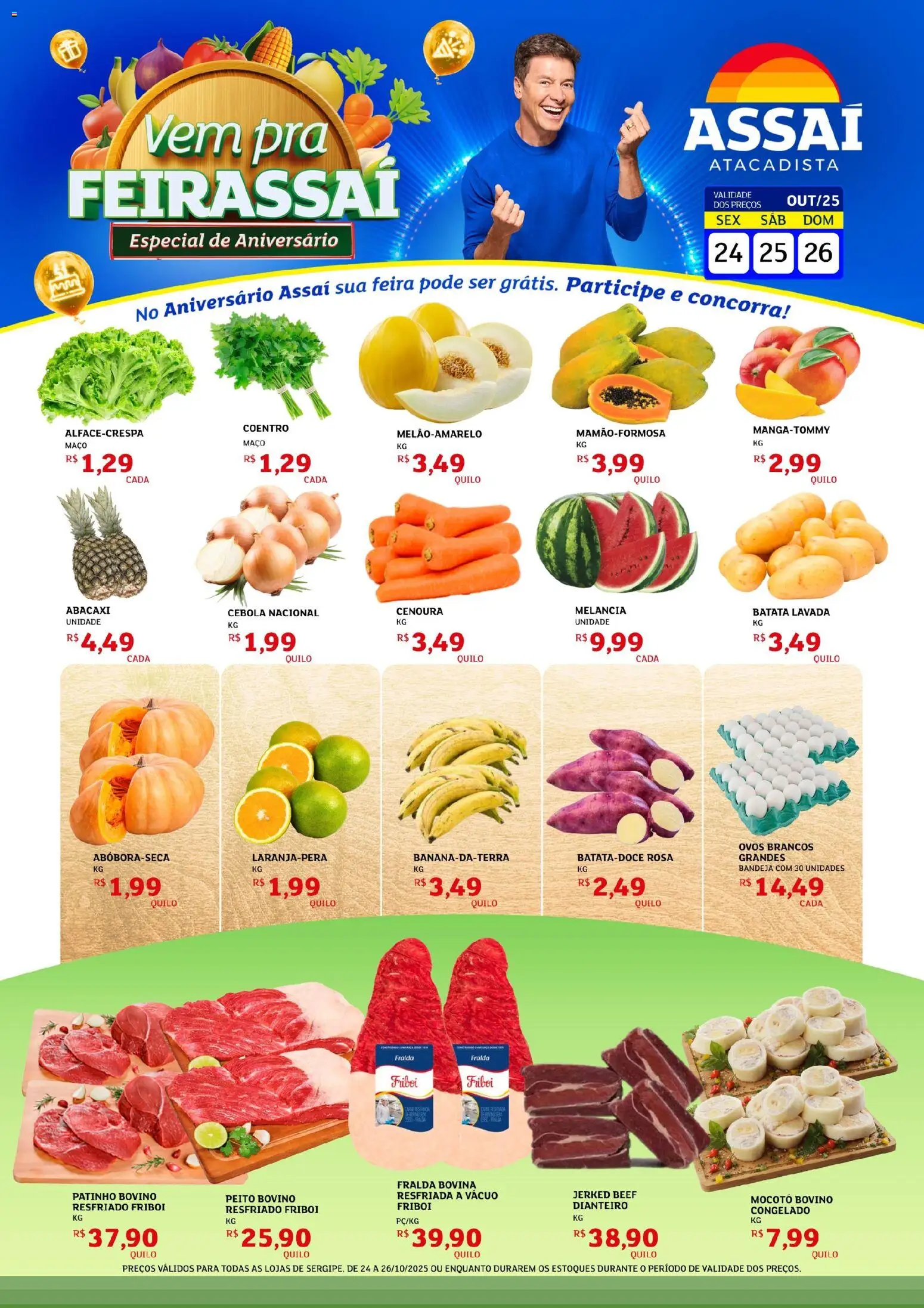 Assaí Atacadista Folheto - válido de 24.10.2025 | Página: 1 | Produtos: Cebola, Ovos, Abacaxi, Cenoura