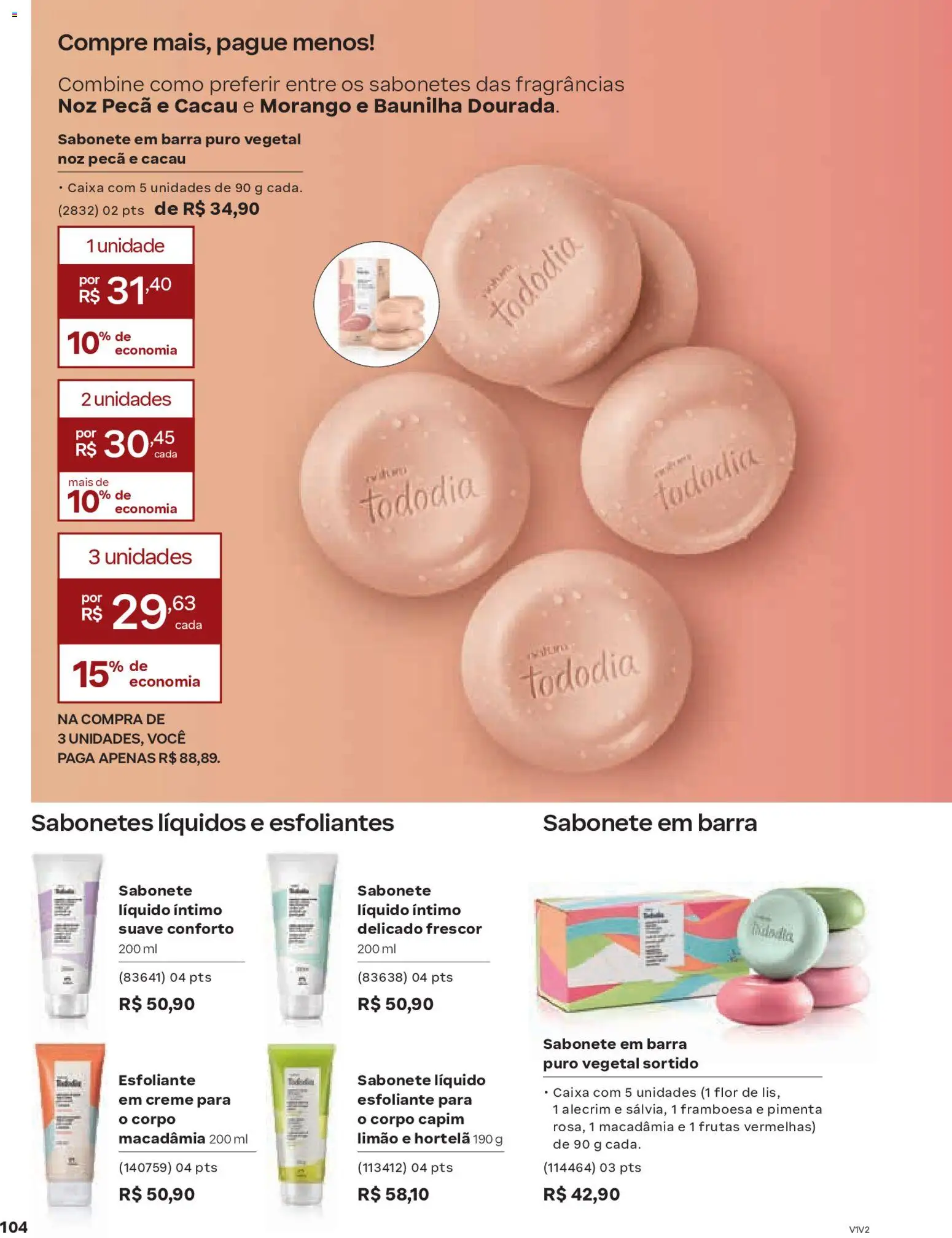 Natura Folheto - válido de 19.02.2026 | Página: 104 | Produtos: Macadâmia, Caixa, Creme, Sabonete líquido