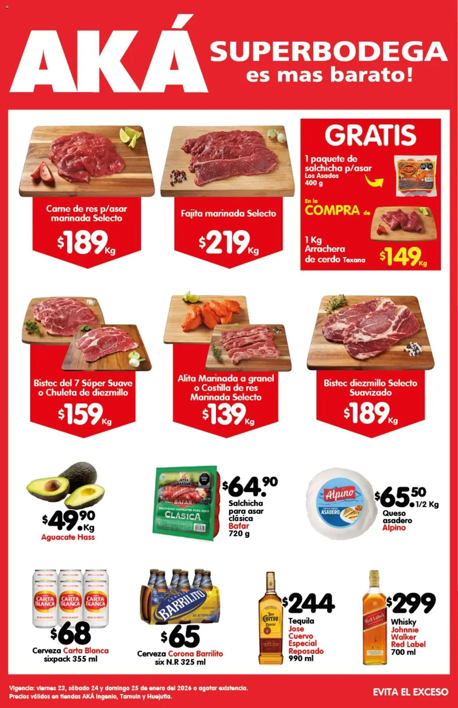 Nuevas ofertas de Arteli válidas en toda la República Mexicana desde el 23.01.2026. ¡Encuentra las mejores ofertas en Arteli folleto Carnita Asada Superbodegas Foraneas! | Página: 1 | Productos: Aguacate, Cerveza, Res, Whisky
