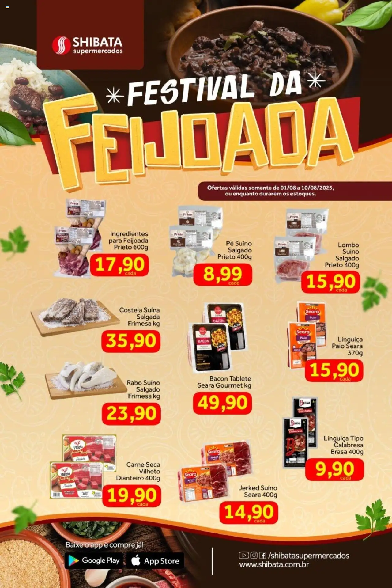 Shibata Folheto - válido de 01.08.2025 | Página: 1 | Produtos: Linguiça, Lombo, Carne