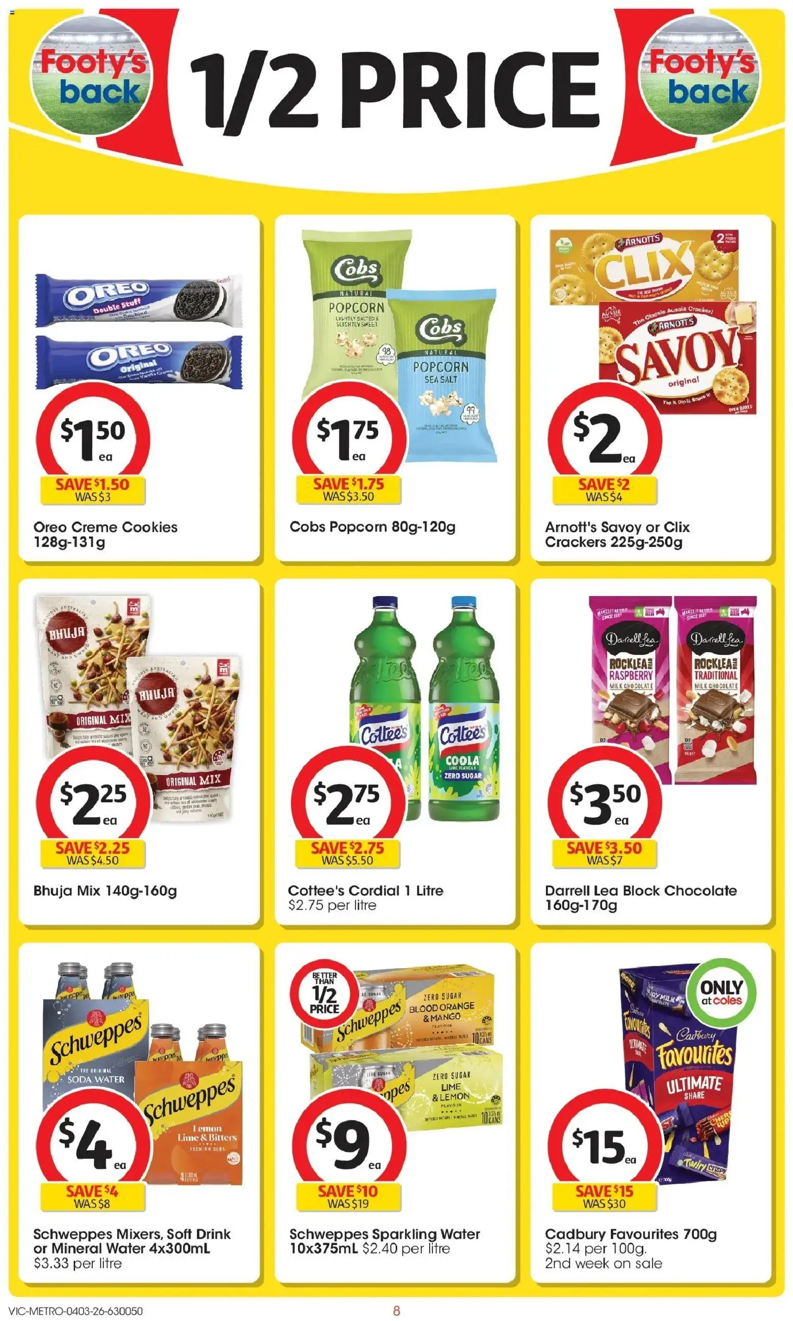 Coles catalogue - valid from 04.03.2026 | Page: 8 | Products: Chocolate, Popcorn, Sugar, Lime