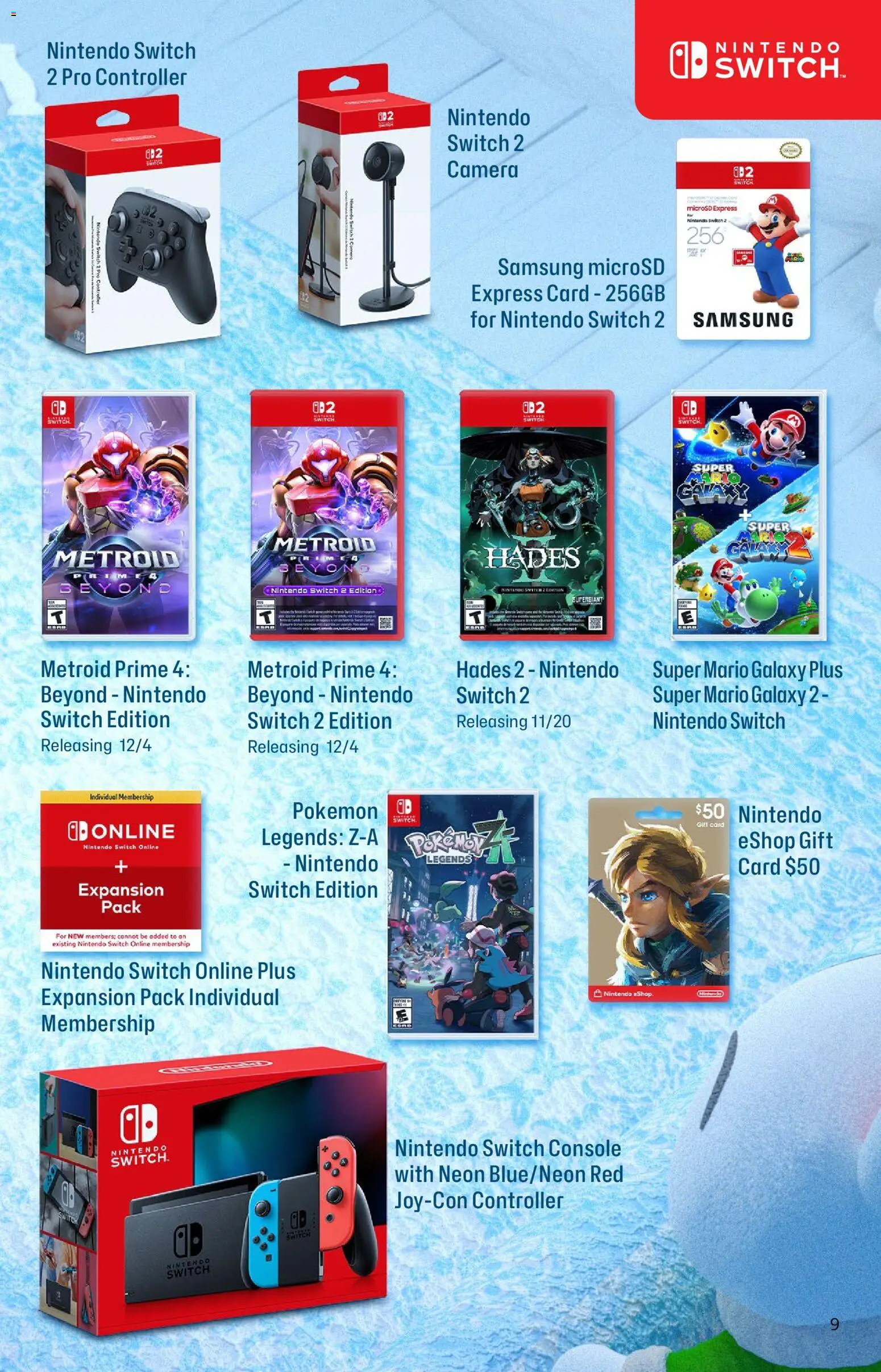 GameStop Holiday Gift Guide - valid from 01.11.2025 | Page: 9 | Products: Switch, Camera, Nintendo