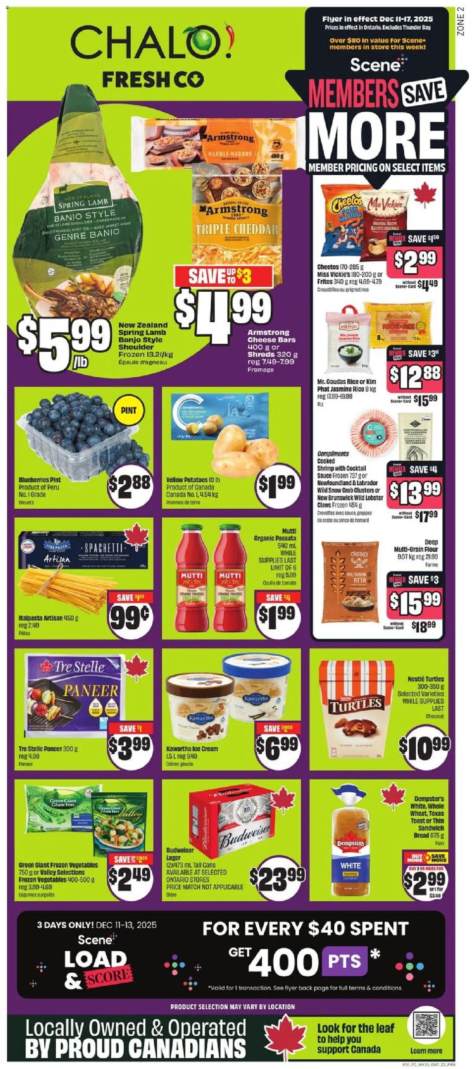 FreshCo flyer valid from 11.12.2025 | Page: 1 | Products: Cream, Ice cream, Potatoes, Cheese